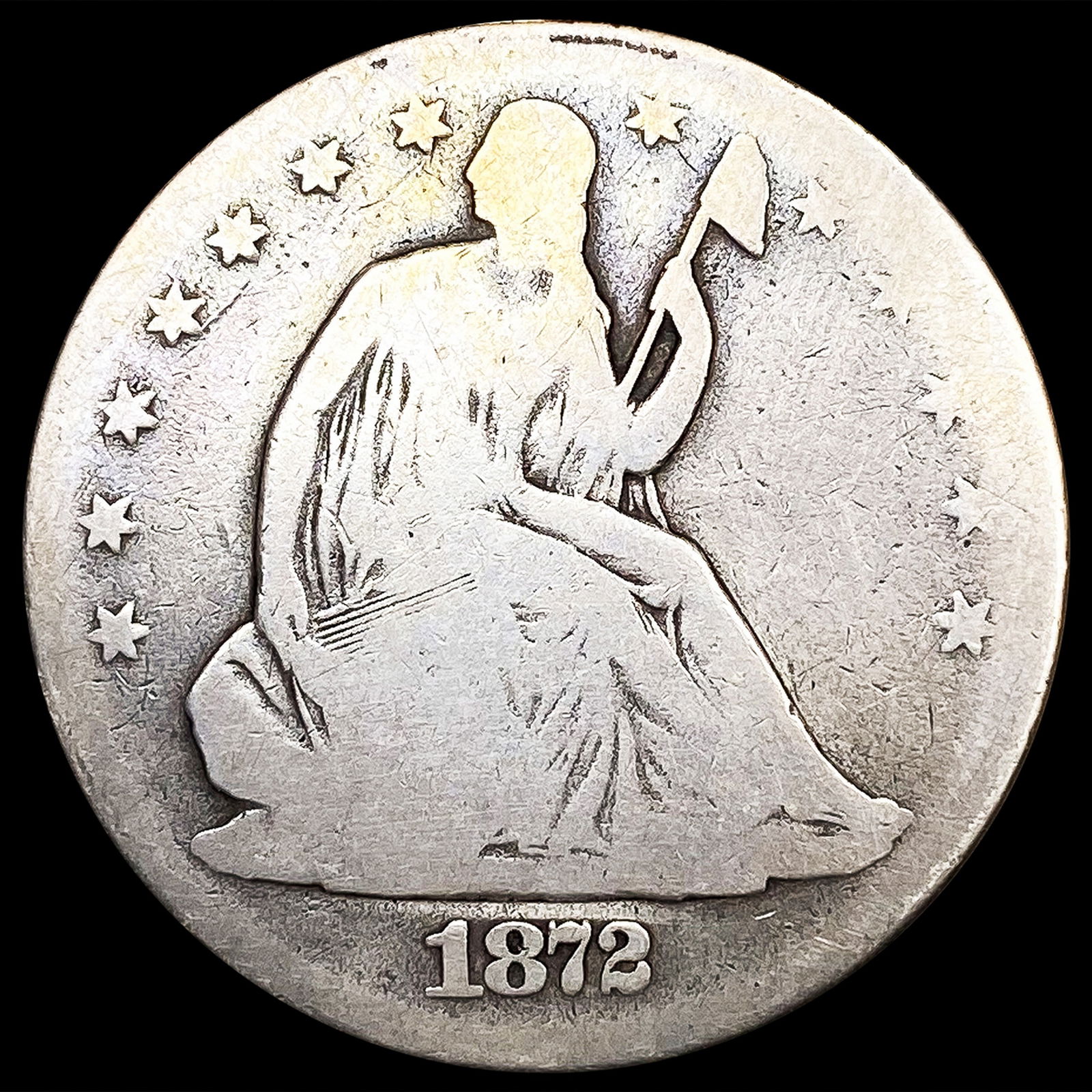 1872-CC Seated Liberty Half Dollar NICELY CIRCULAT (1 of 2)