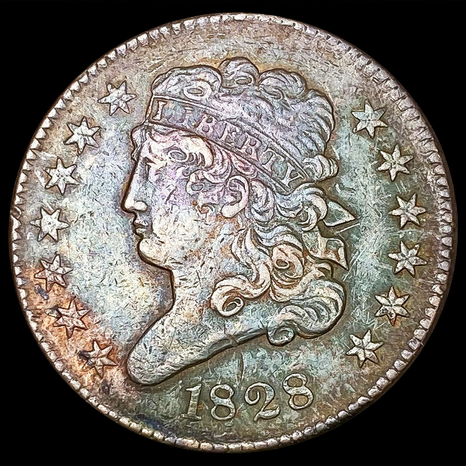 1828 13 Stars Classic Head Half Cent ABOUT UNCIRCU (1 of 2)