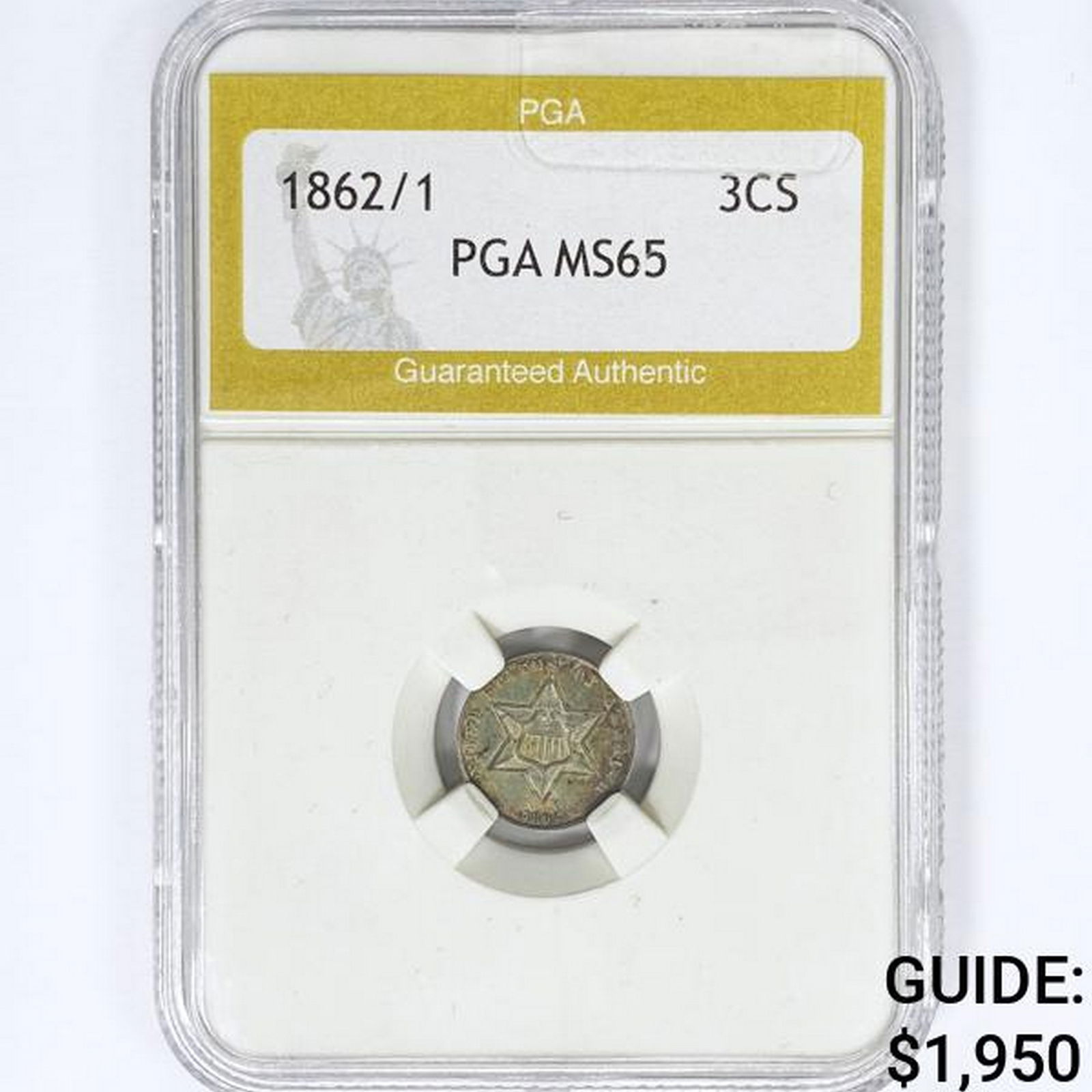 1862/1 Silver Three Cent PGA MS65 (1 of 2)