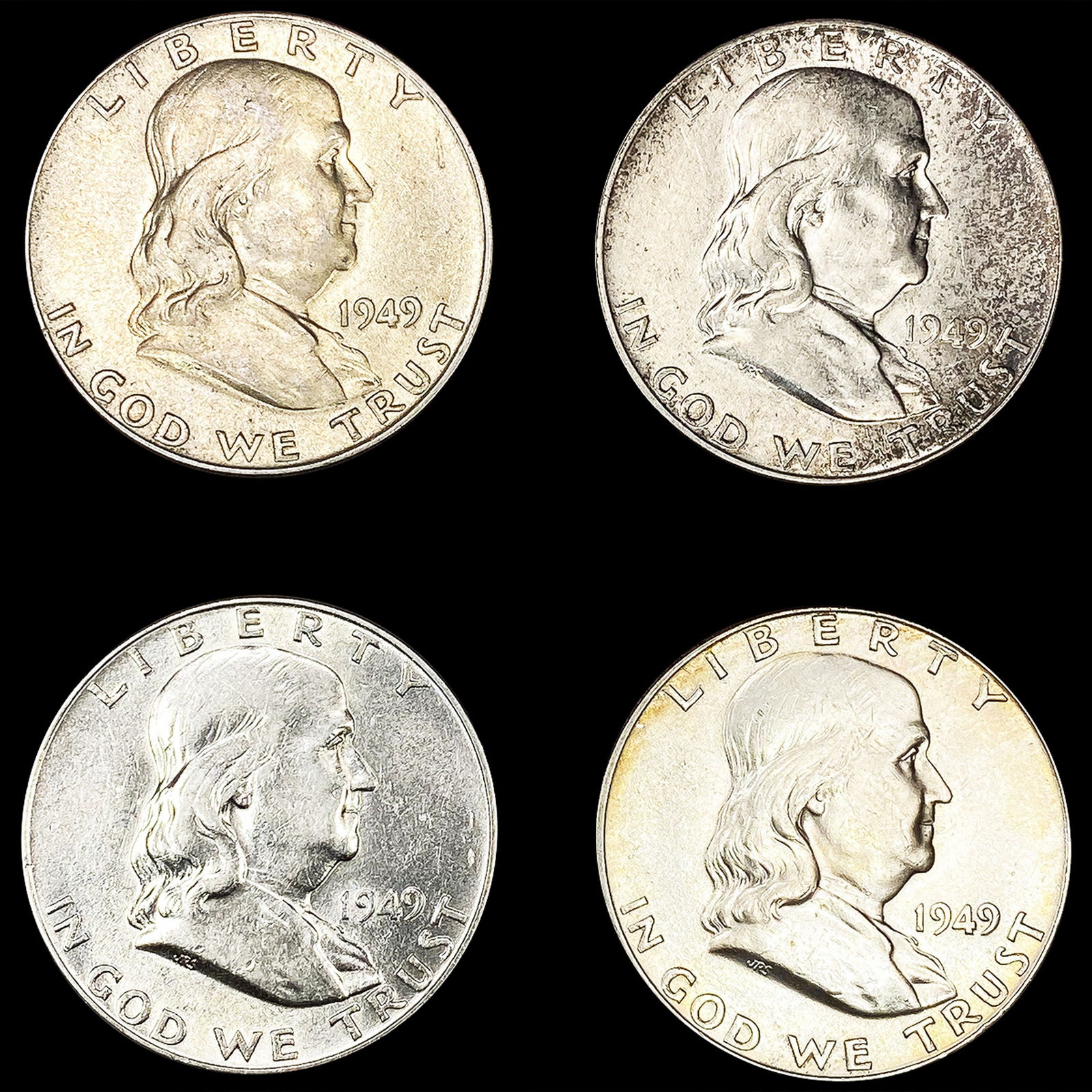 (4) 1949 Franklin Half Dollars LIGHTLY CIRCULATED (1 of 2)
