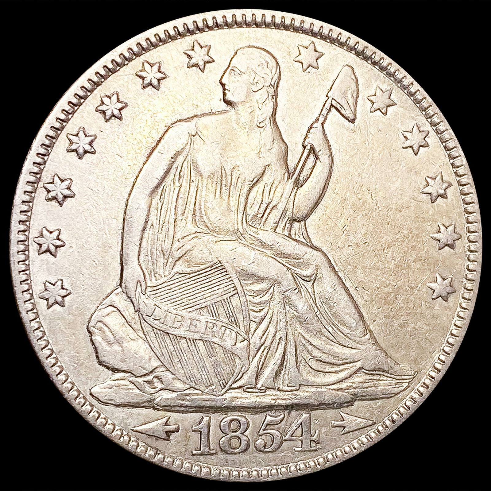 1854 Seated Liberty Half Dollar LIGHTLY CIRCULATED (1 of 2)
