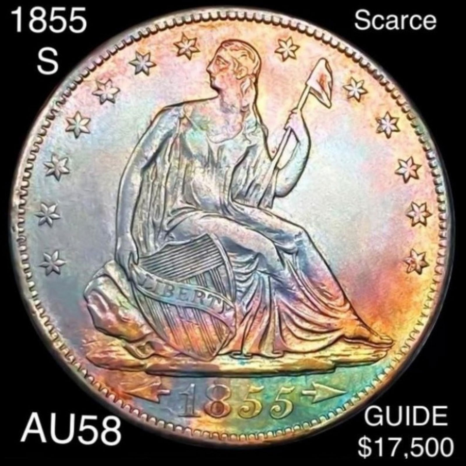 1855-S Seated Liberty Half Dollar CHOICE AU (1 of 2)