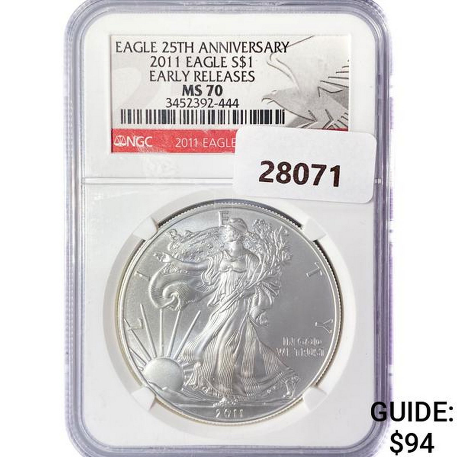 2011 American Silver Eagle NGC MS70 25th Ann (1 of 2)