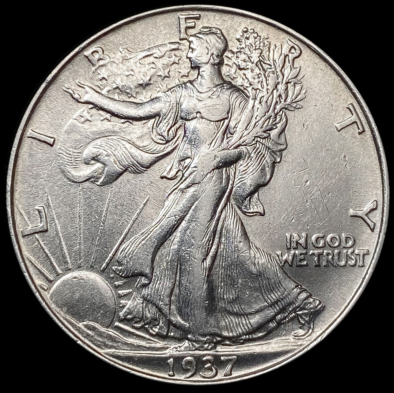 1937 Walking Liberty Half Dollar CLOSELY UNCIRCULA (1 of 2)