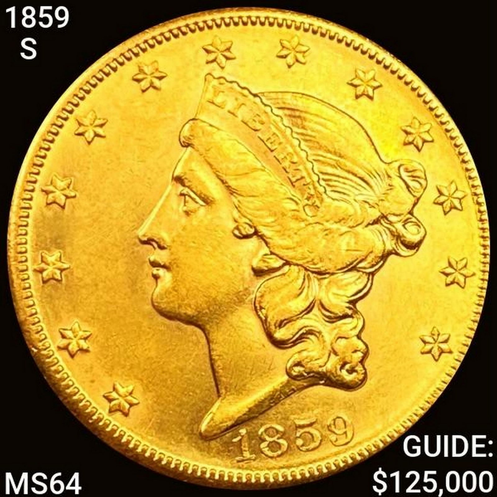1859-S $20 Gold Double Eagle CHOICE BU (1 of 2)