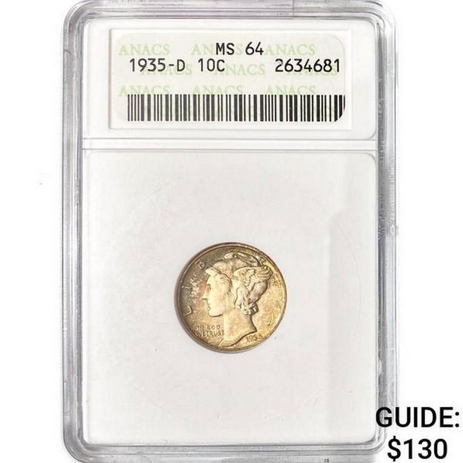 1935-D Mercury Silver Dime ANACS MS64 (1 of 2)