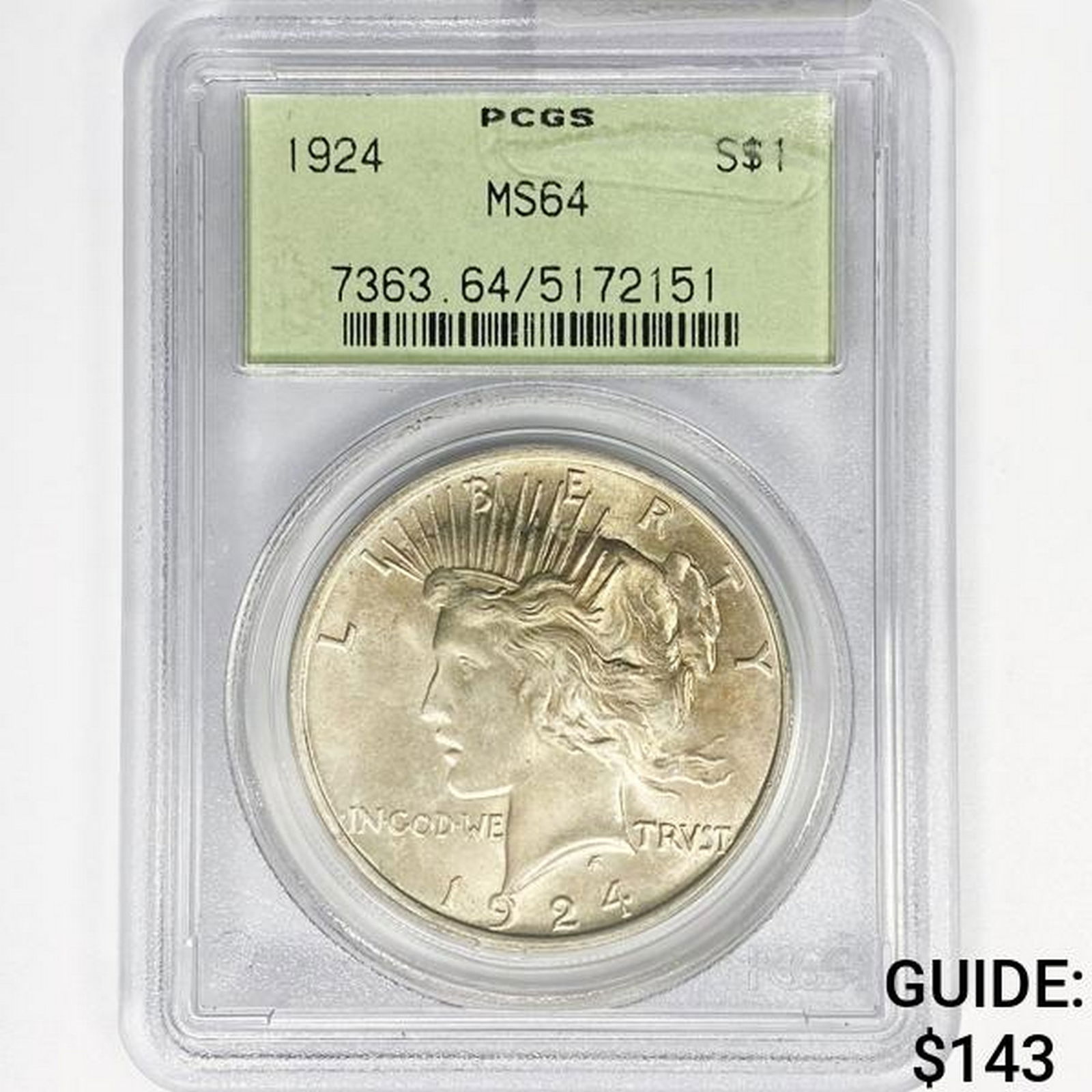 1924 Silver Peace Dollar PCGS MS64 (1 of 2)