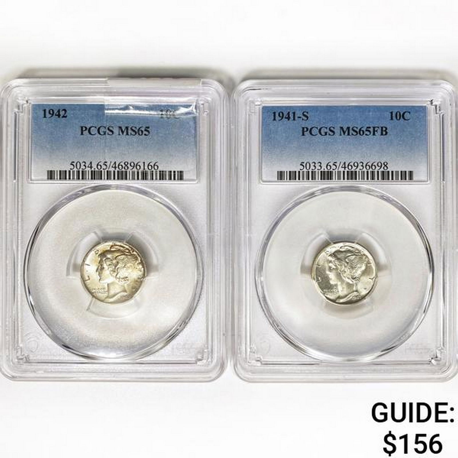 (2) Mercury Silver Dimes PCGS MS65 1941-1942 (1 of 2)