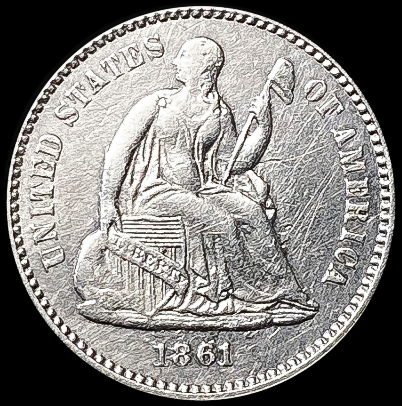1861 Seated Liberty Half Dime CHOICE AU (1 of 2)