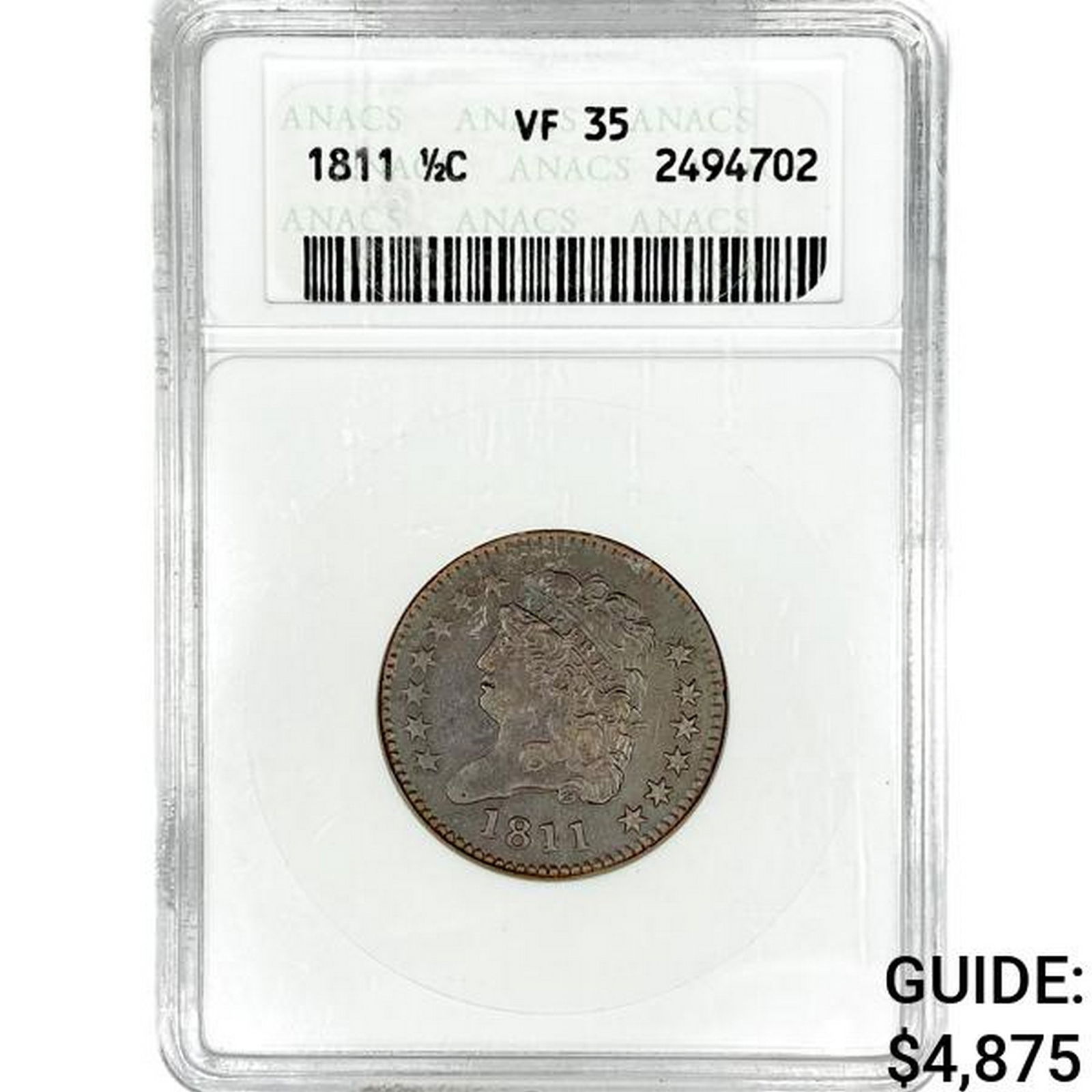 1811 Classic Head Half Cent ANACS VF35 (1 of 2)