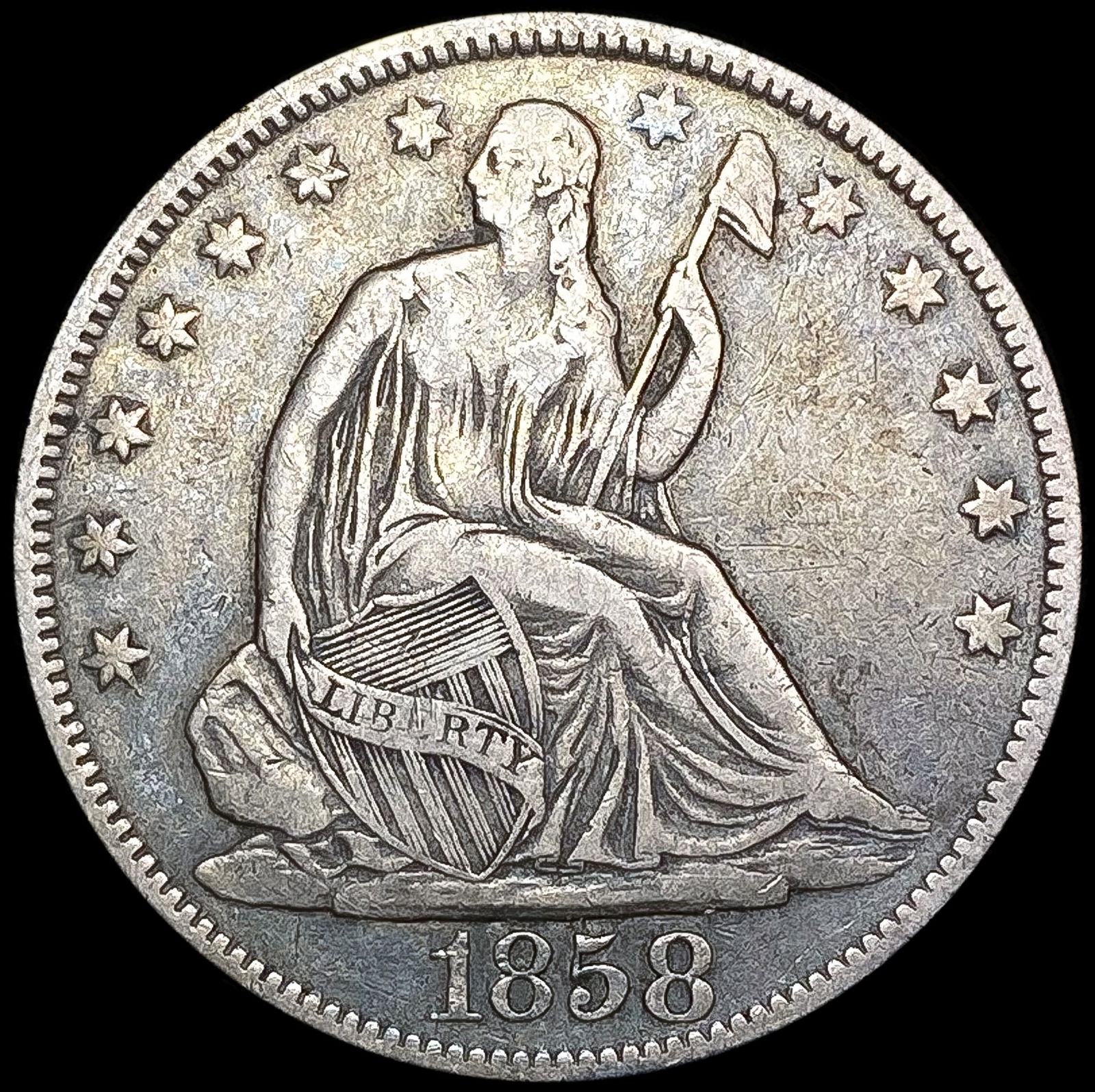 1858 Seated Liberty Half Dollar LIGHTLY CIRCULATED (1 of 2)