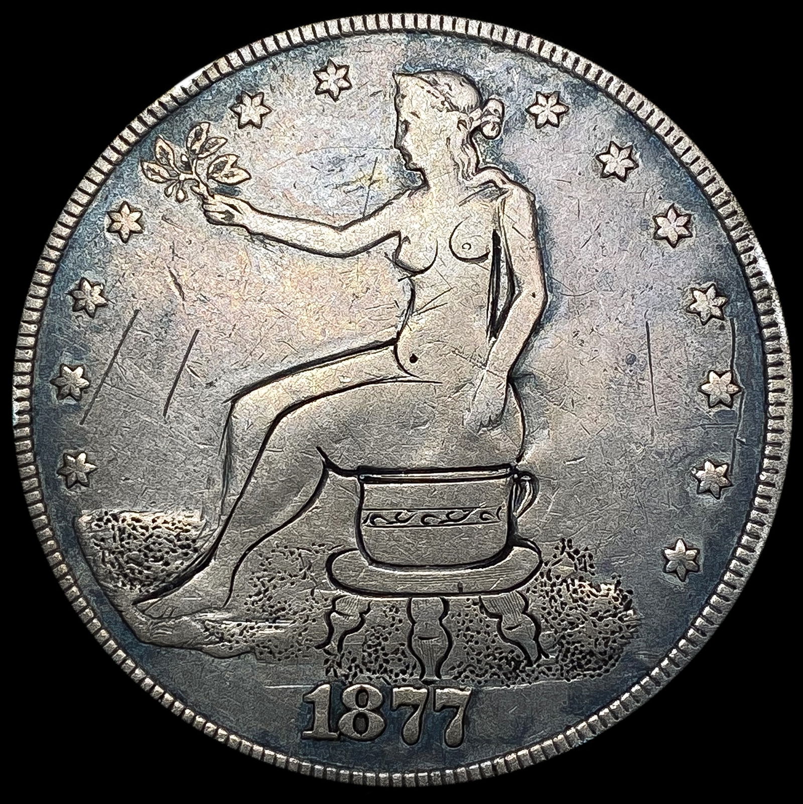 1877 Potty US Silver Trade Dollar NICELY CIRCULATE (1 of 2)