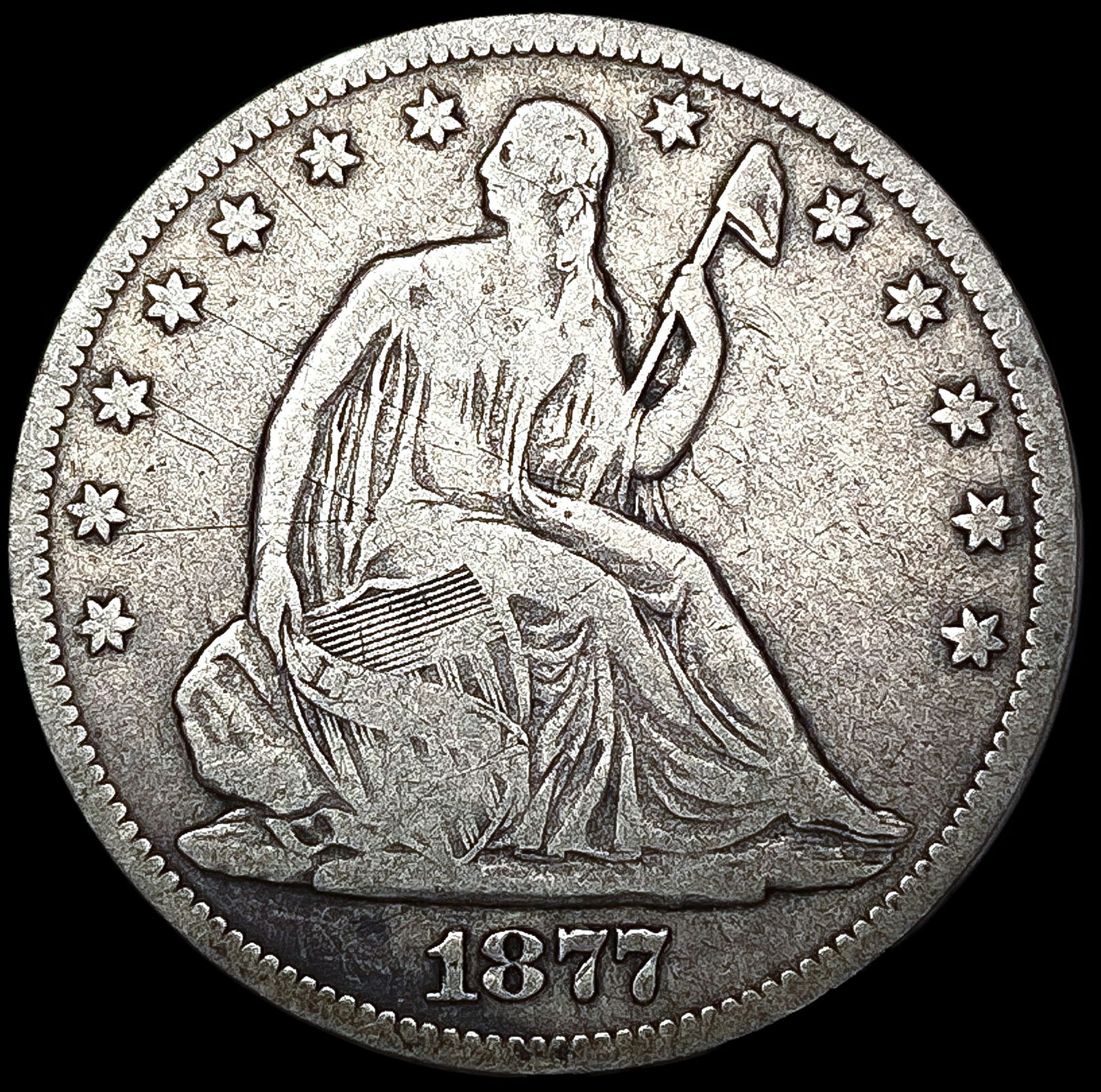 1877-CC Seated Liberty Half Dollar NICELY CIRCULAT (1 of 2)