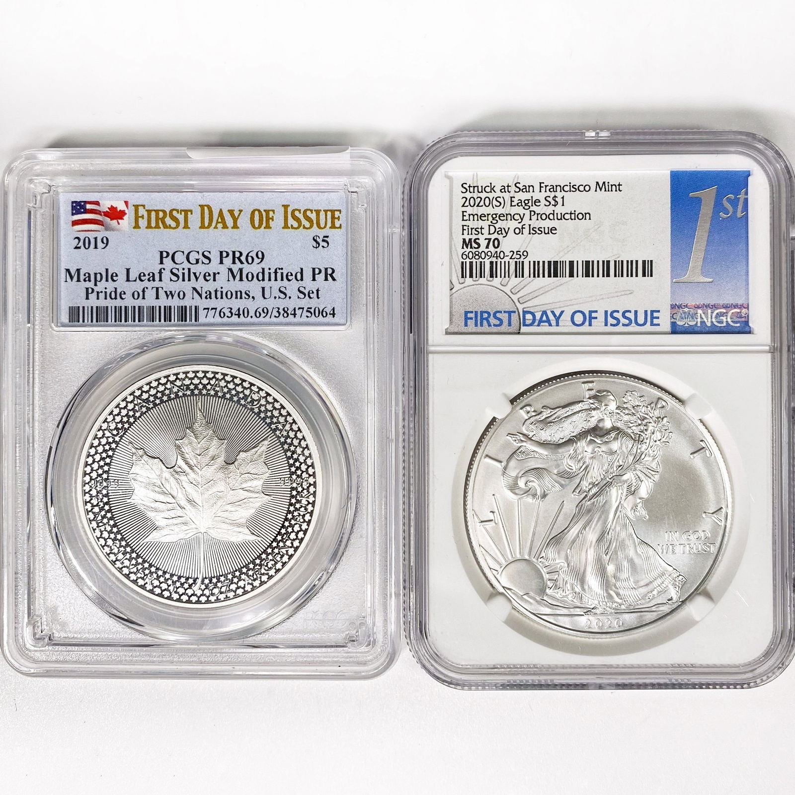 (2) Varied Silver Coinage NGC,PCGS MS,PR 2019-2020 (1 of 2)