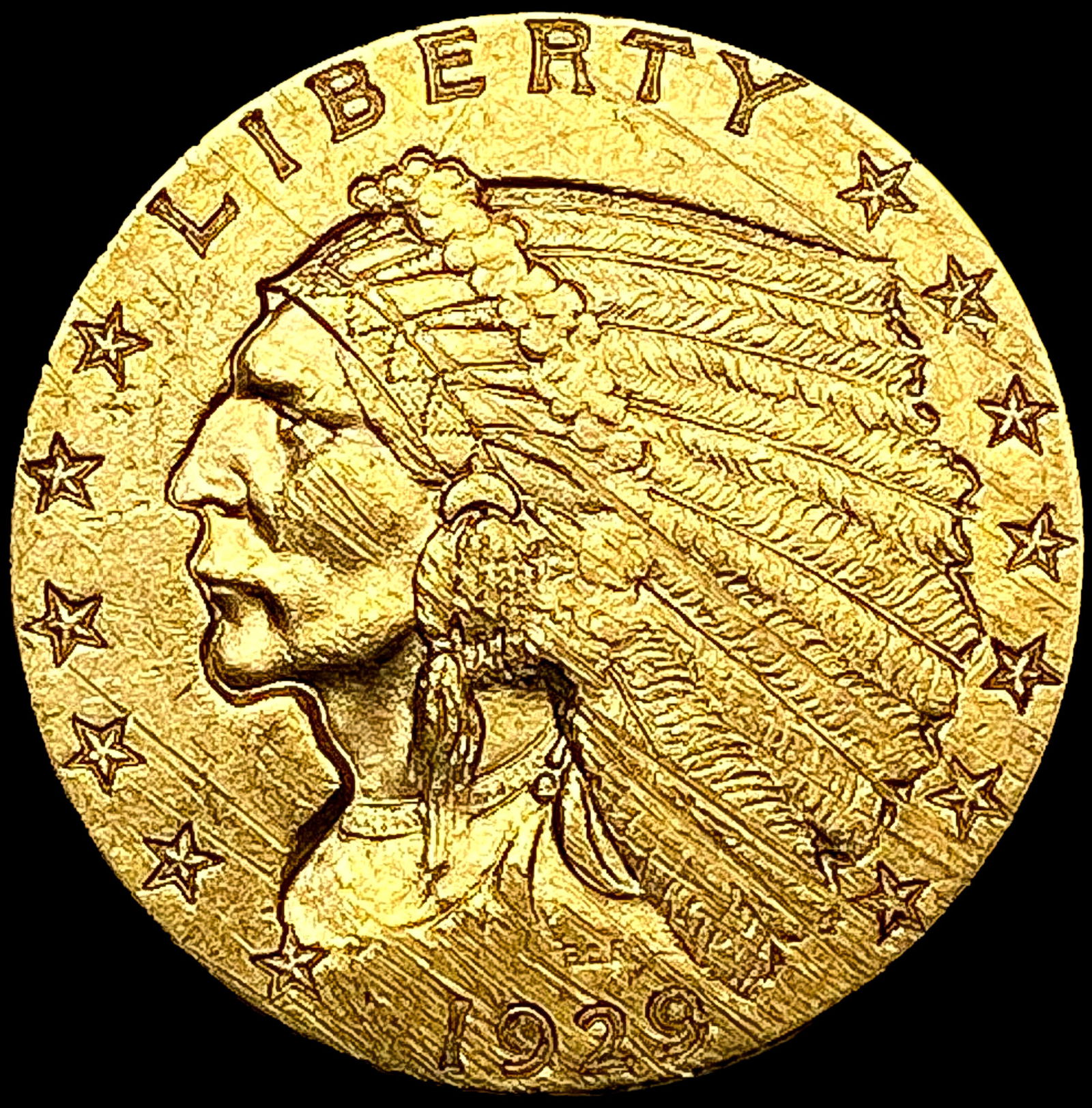 1929 $2.50 Gold Quarter Eagle CLOSELY UNCIRCULATED (1 of 2)