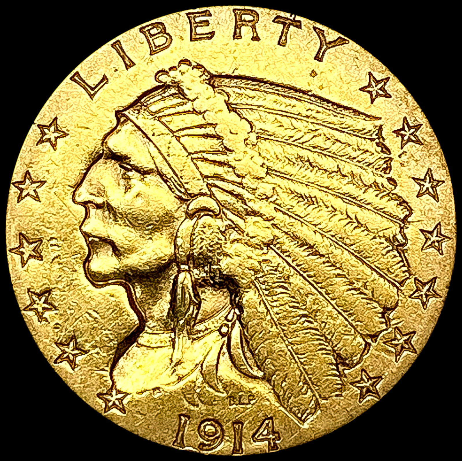 1914 $2.50 Gold Quarter Eagle CLOSELY UNCIRCULATED (1 of 2)