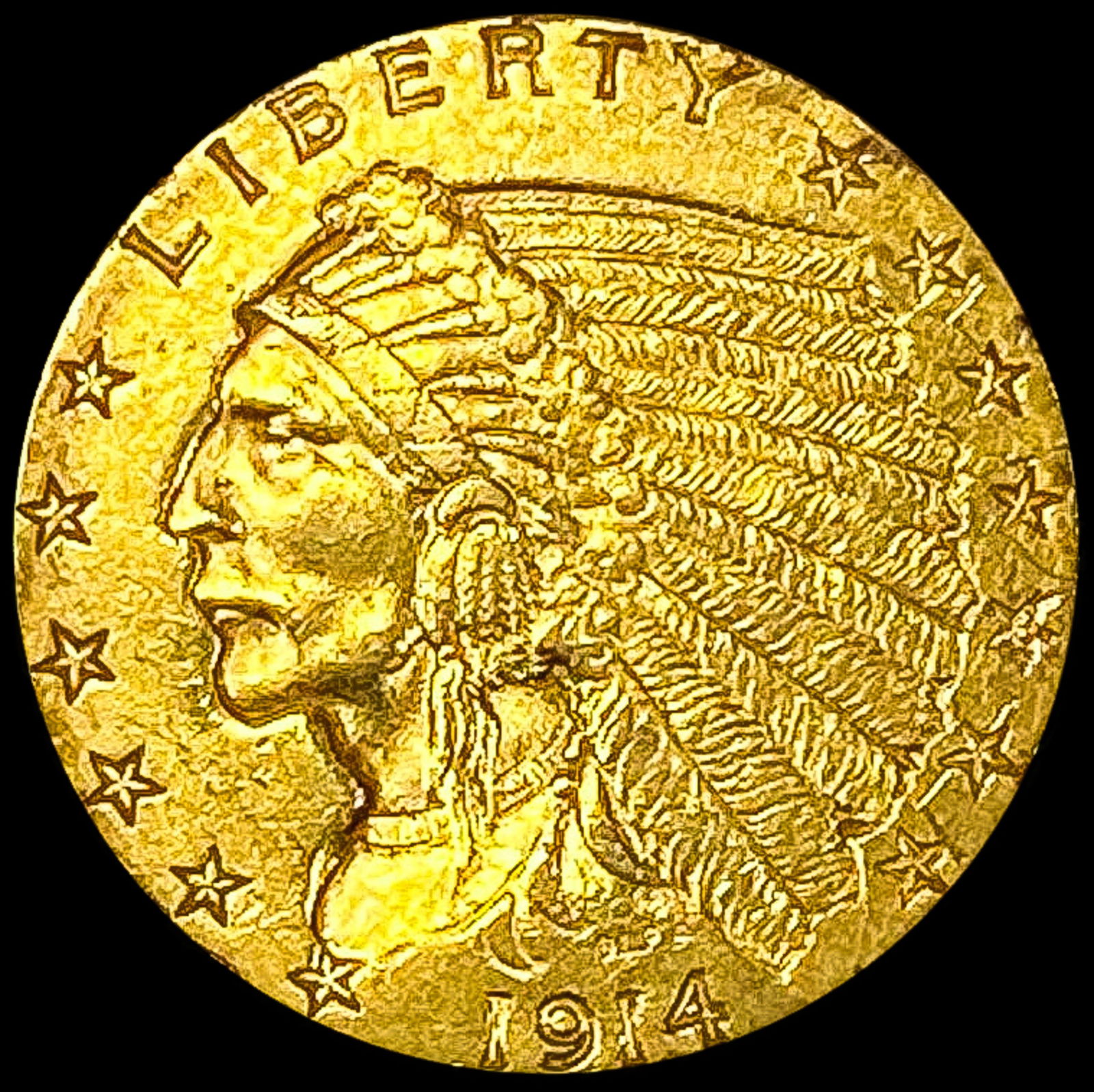 1914 $2.50 Gold Quarter Eagle CLOSELY UNCIRCULATED (1 of 2)