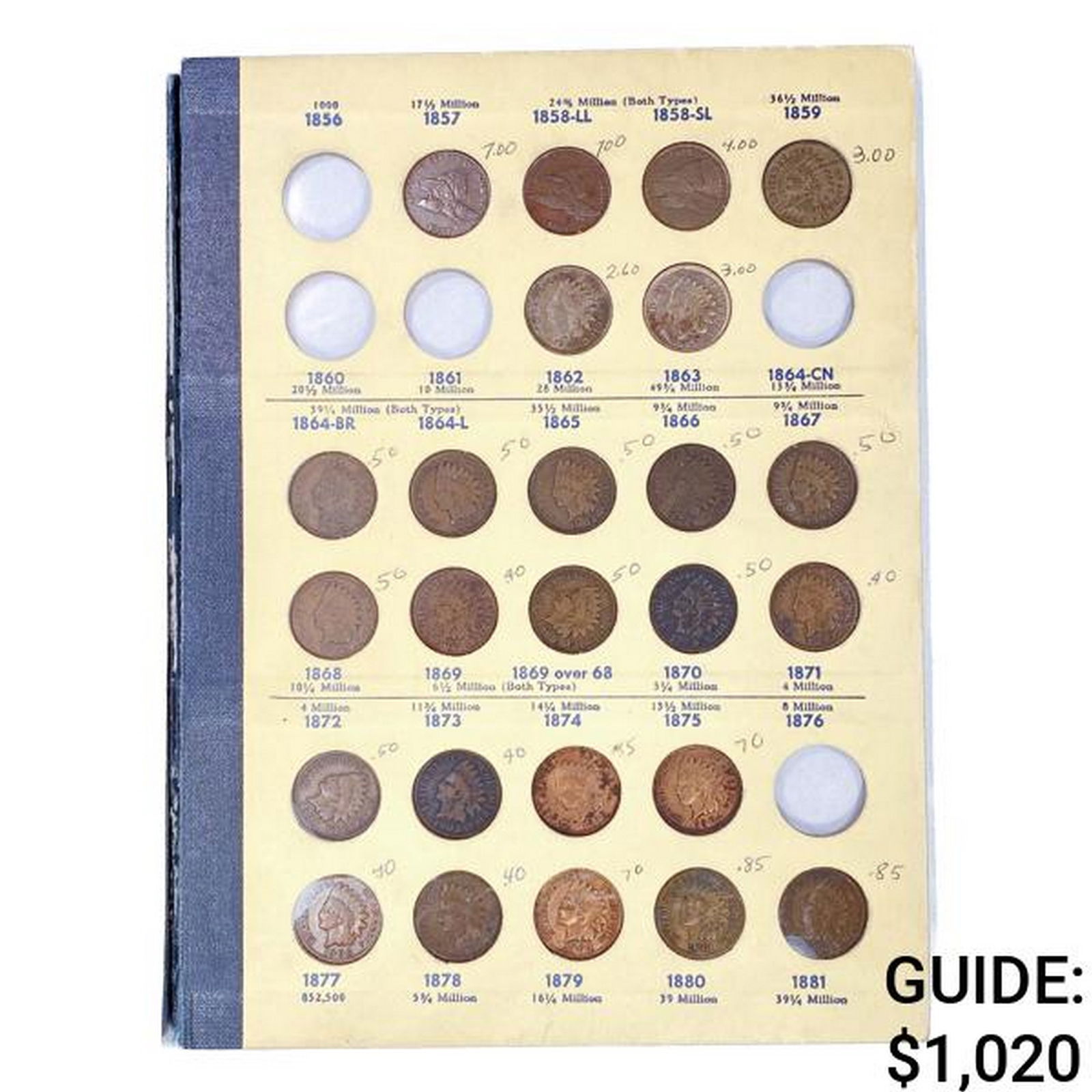 1857-1909 US Cent Type Book (52 Coins) (1 of 5)