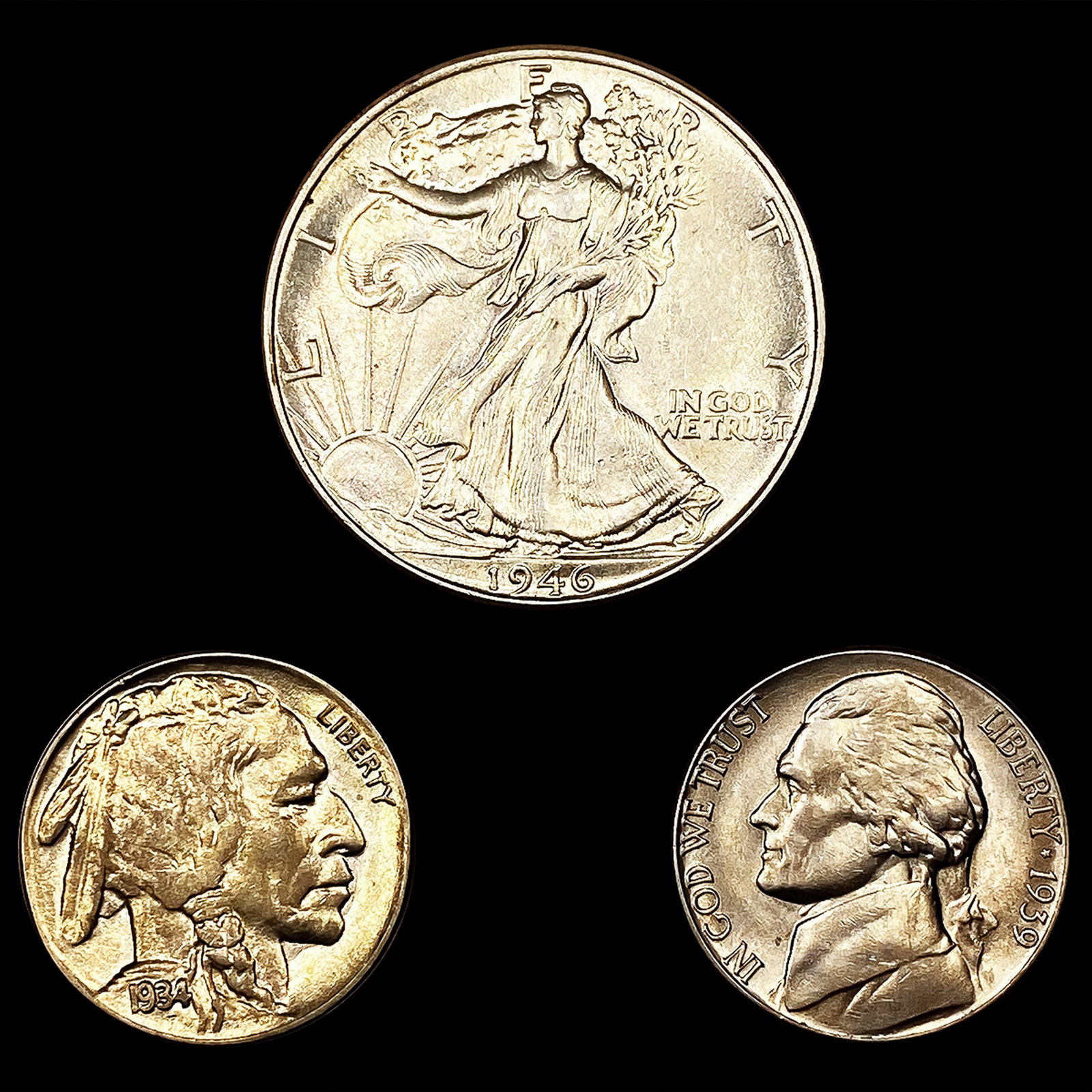 (3) Varied US Coins (1934, 1939-S, 1946) UNCIRCULA: (3) Varied US Coins (1934, 1939-S, 1946) UNCIRCULA