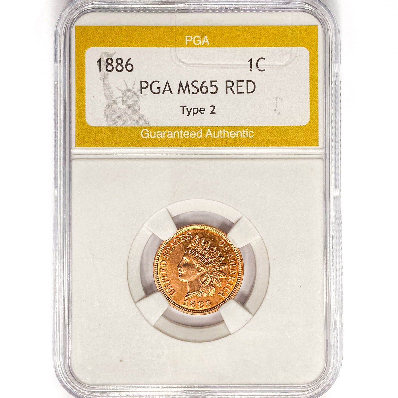 1886 Indian Head Cent PGA MS65 RED Type 2 (1 of 2)