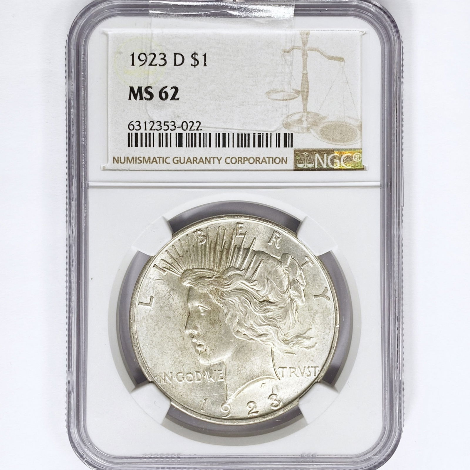 1923-D Silver Peace Dollar NGC MS62 (1 of 2)