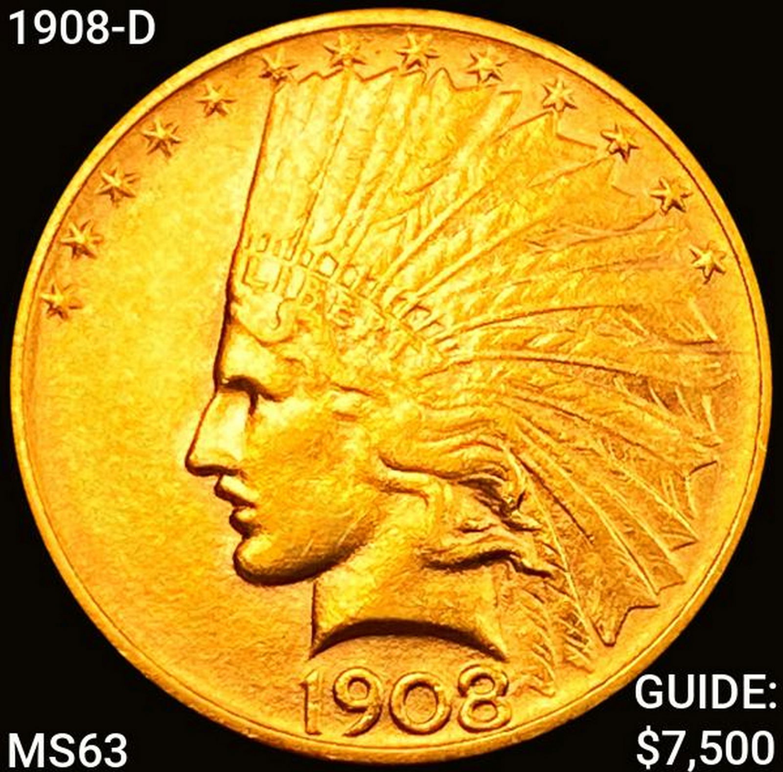 1908-D $10 Gold Eagle CHOICE BU (1 of 2)