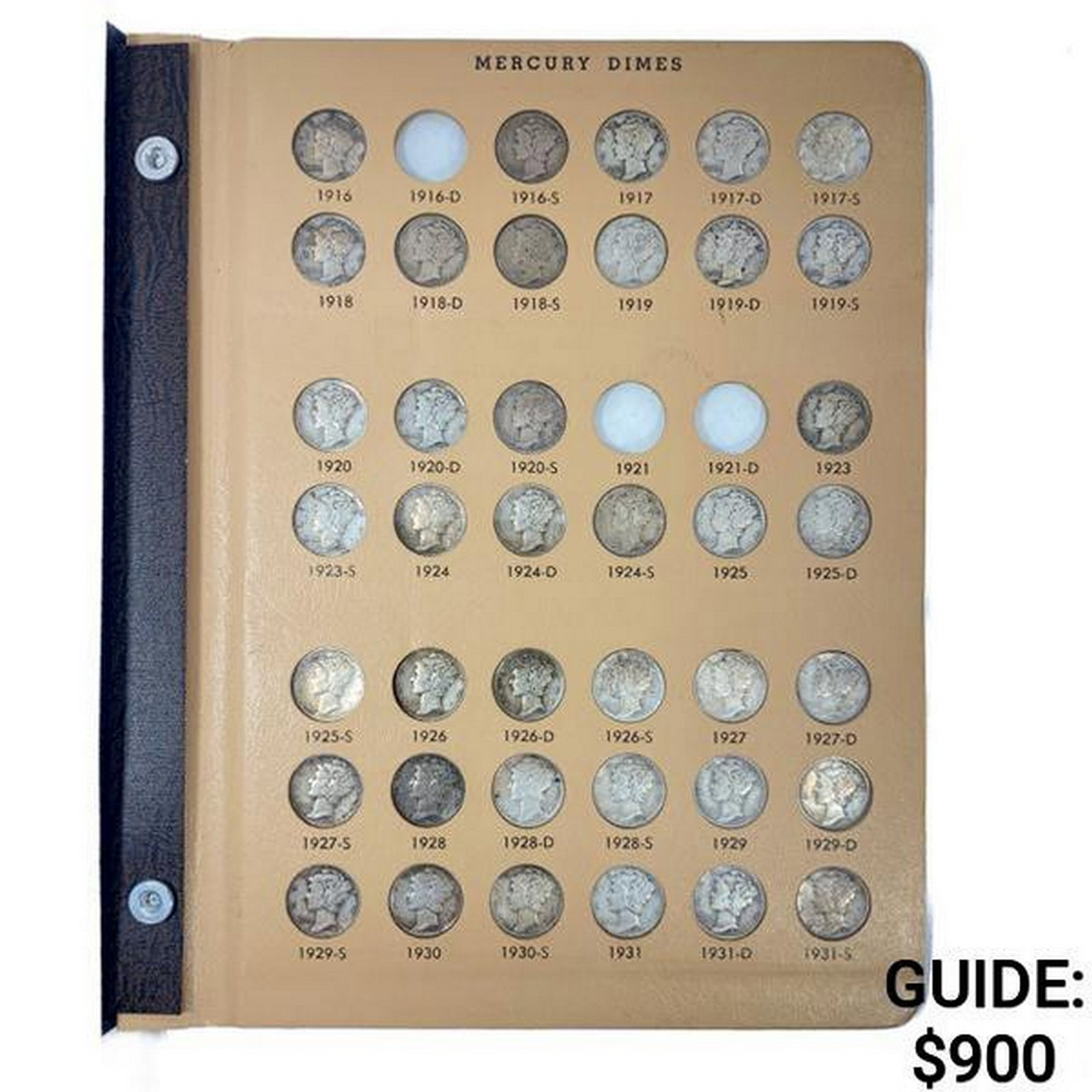 1916-1945 Mercury Dime Book (74 Coins): 1916-1945 Mercury Dime Book (74 Coins)