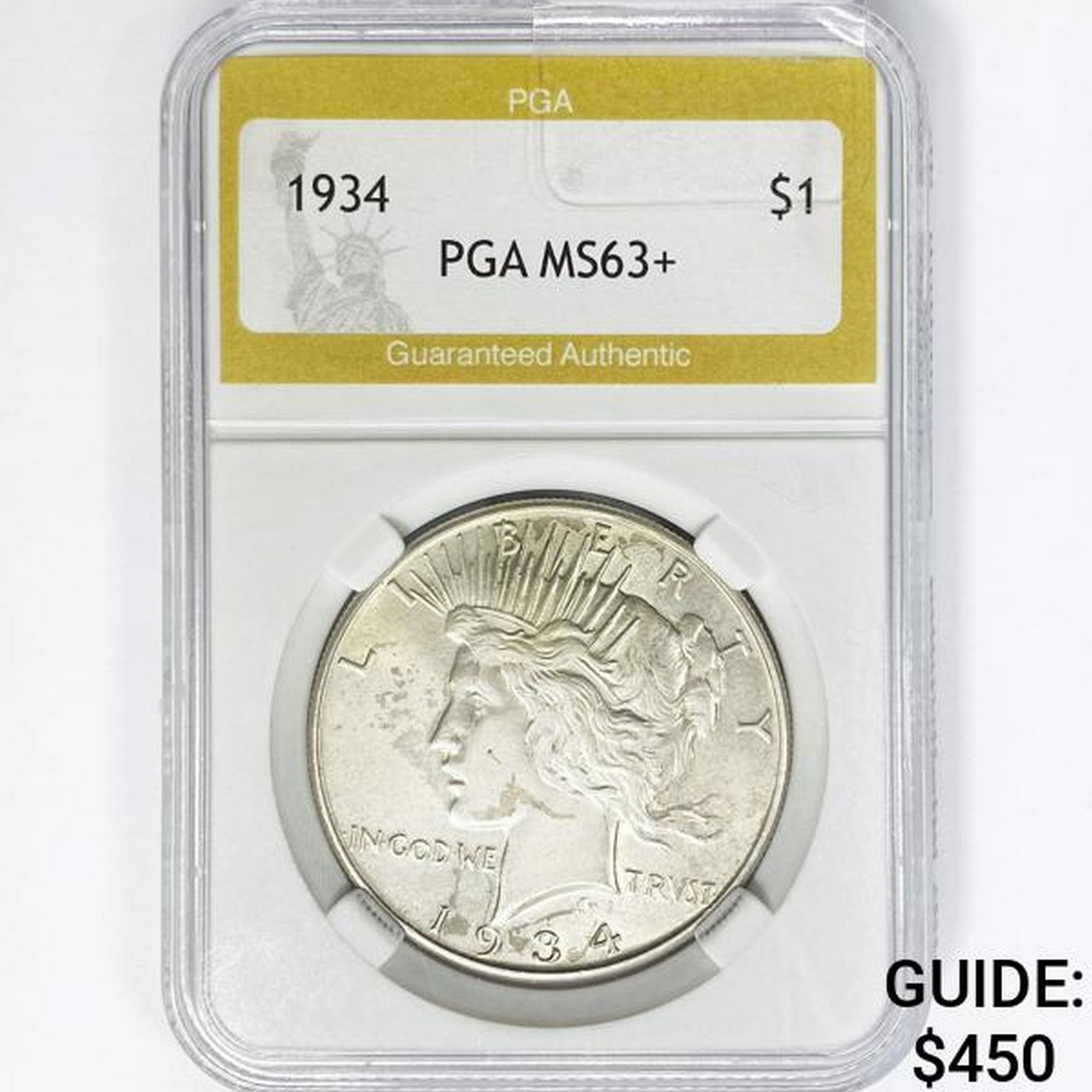 1934 Silver Peace Dollar PGA MS63+ (1 of 2)