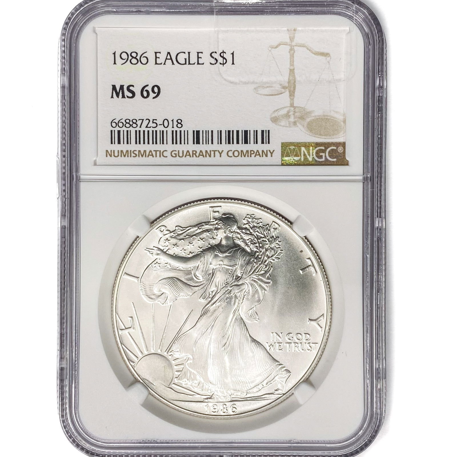 1986 American Silver Eagle NGC MS69 (1 of 2)