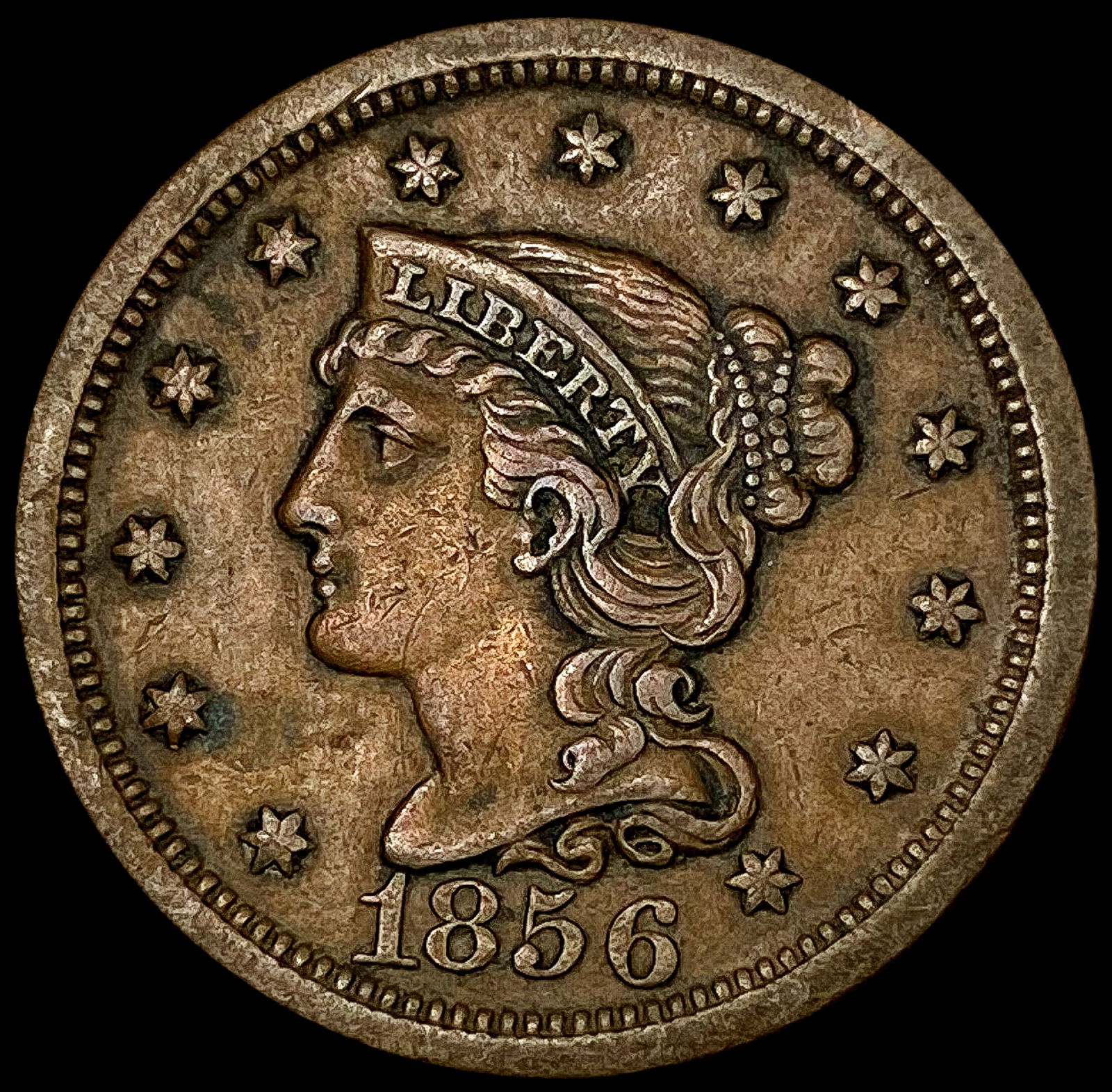 1856 Braided Hair Large Cent NEARLY UNCIRCULATED (1 of 2)