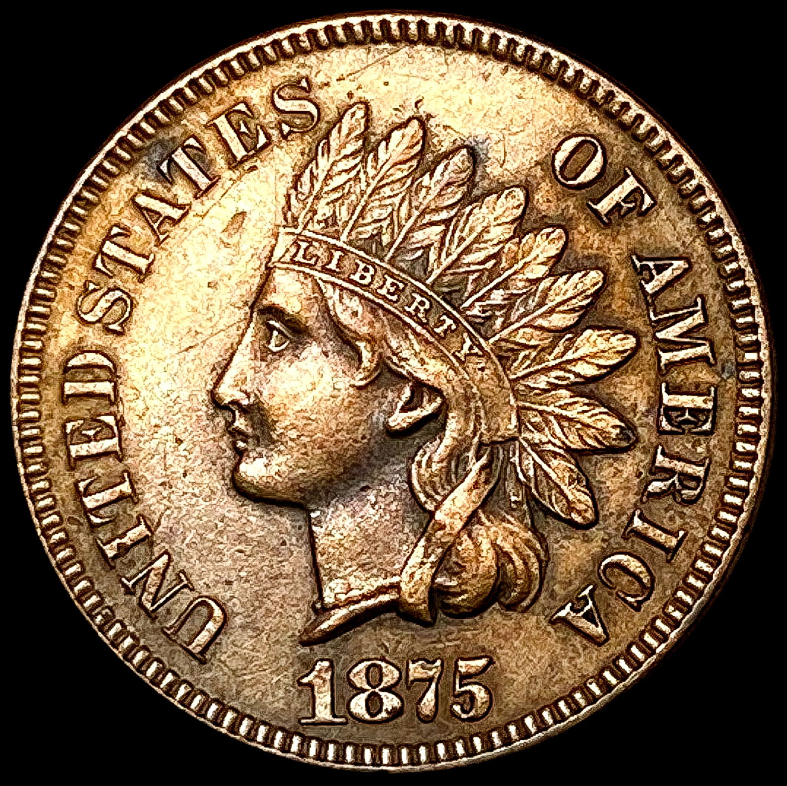 1875 Indian Head Cent CLOSELY UNCIRCULATED (1 of 2)