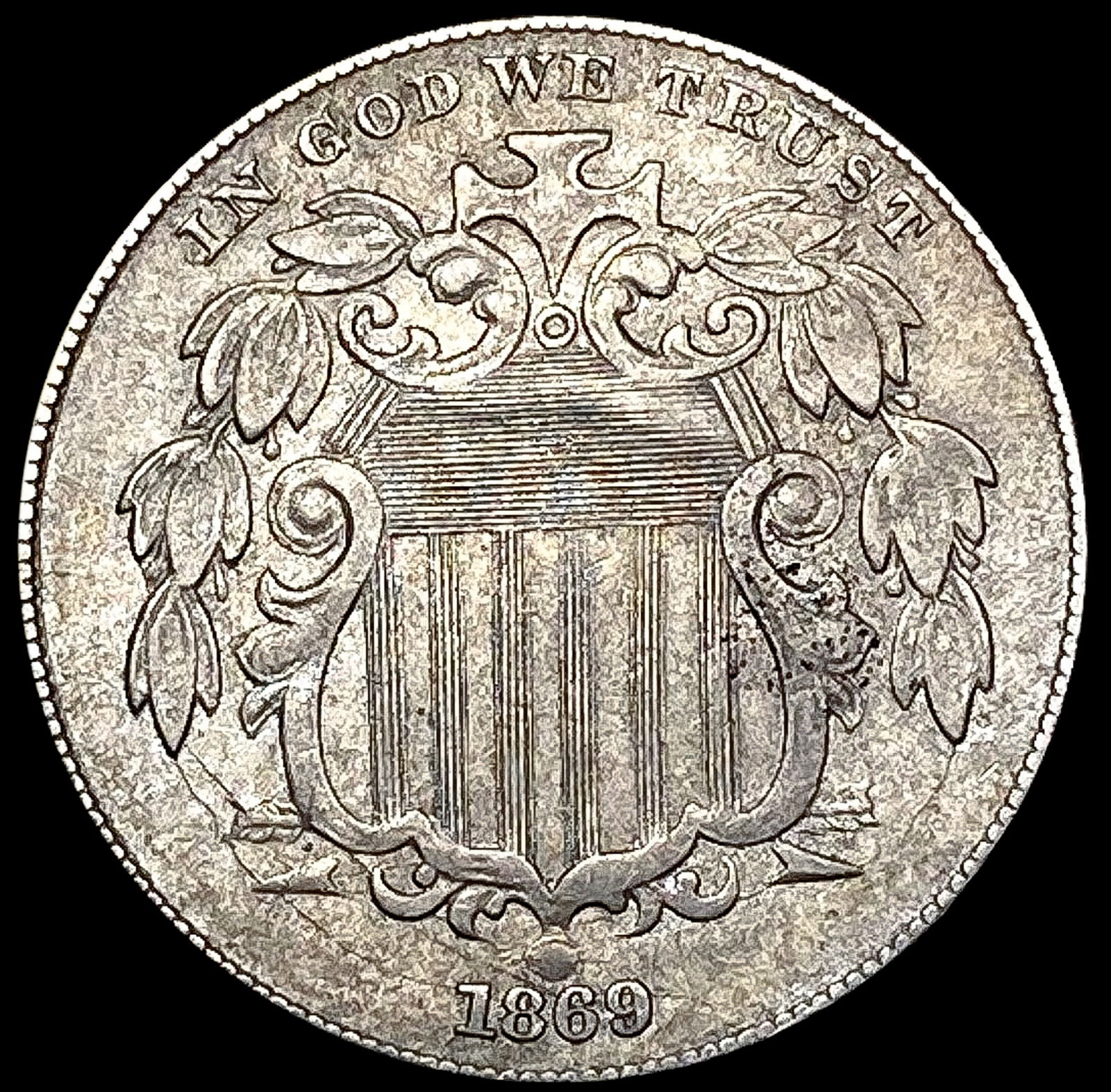 1869 Shield Nickel CLOSELY UNCIRCULATED (1 of 2)