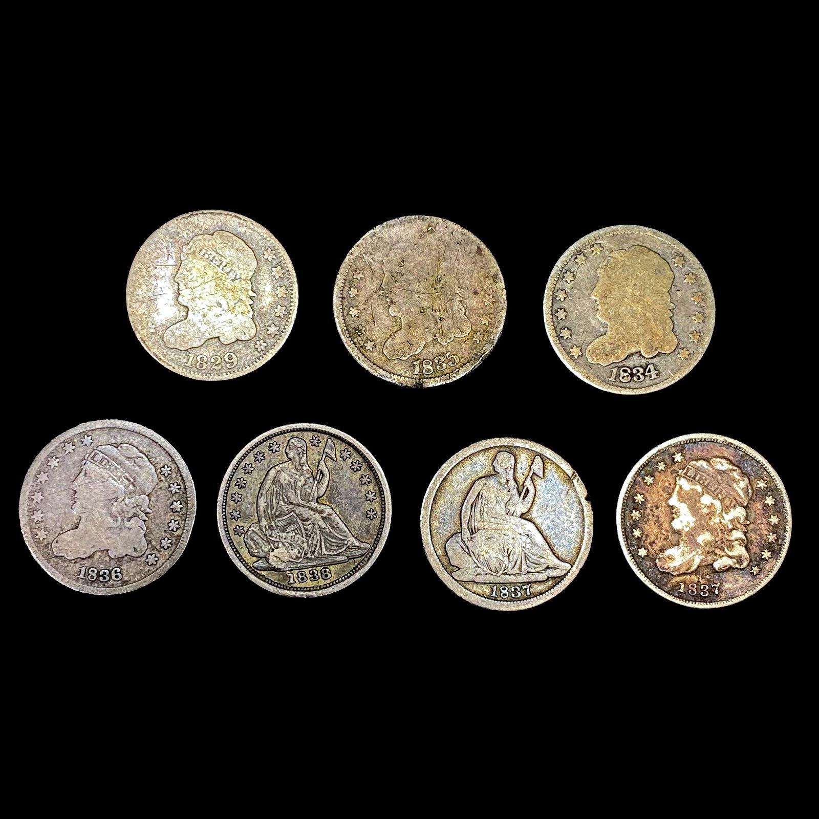 [7] Varied US Half Dimes [1829, 1834, 1835, 1836, (1 of 2)