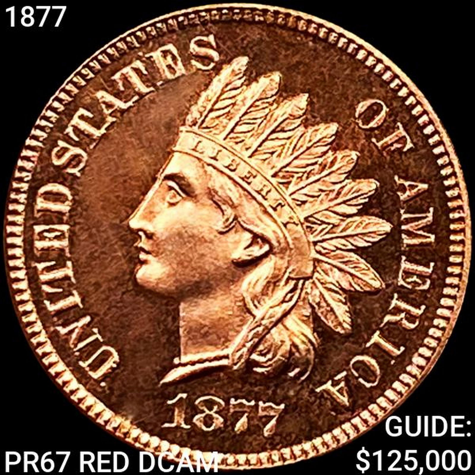 1877 Indian Head Cent GEM PROOF DCAM RED (1 of 2)