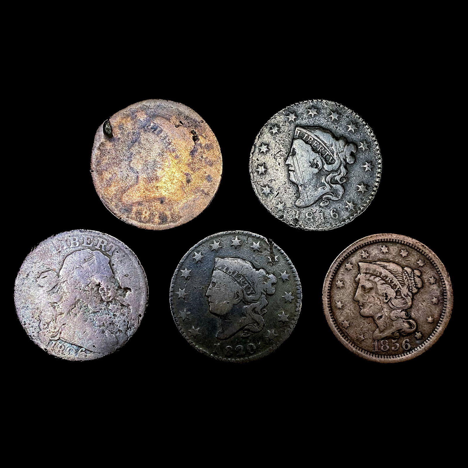 [5] US Large Cents [1804, 1811, 816, 1820, 1856] N (1 of 2)