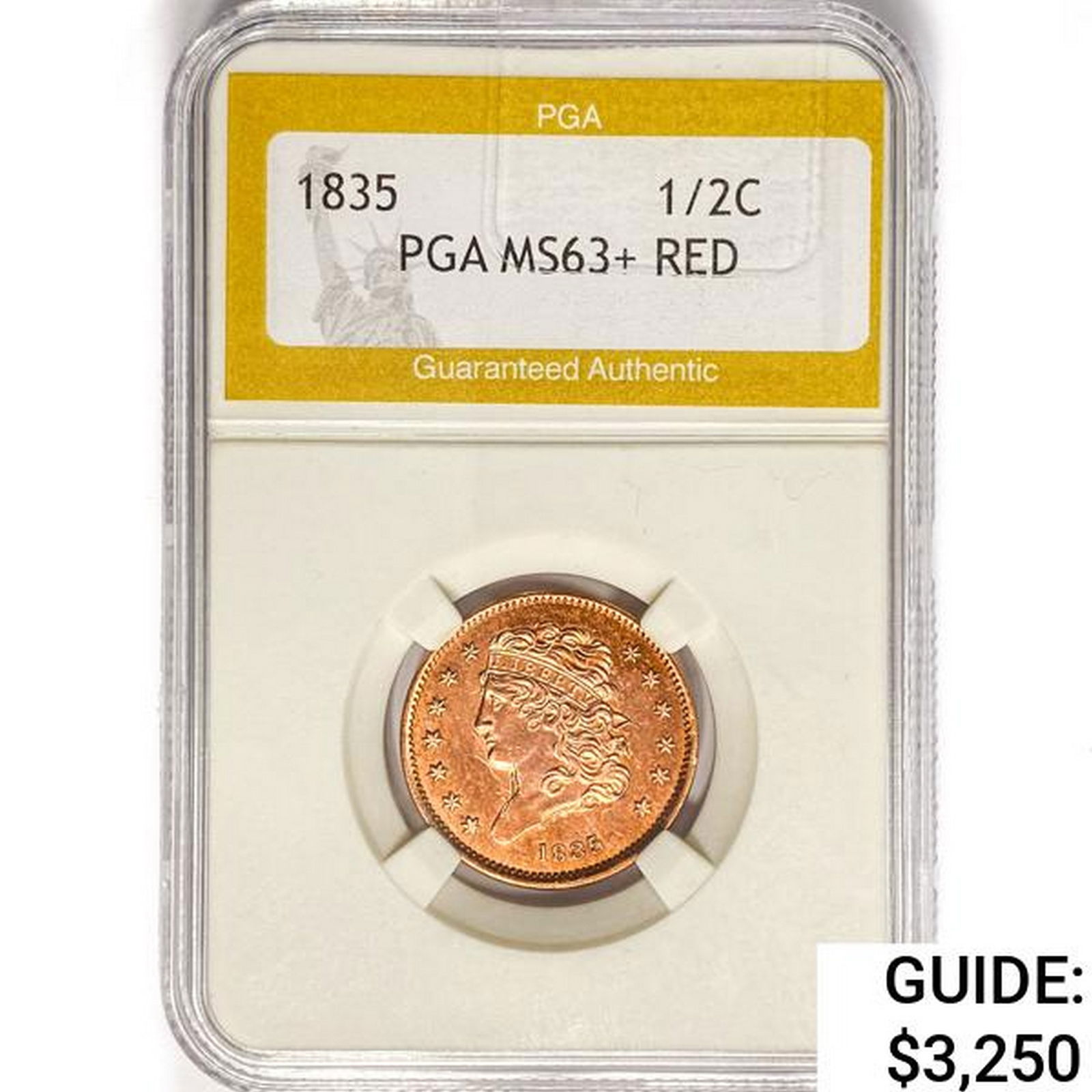 1835 Classic Head Half Cent PGA MS63+ RED (1 of 2)