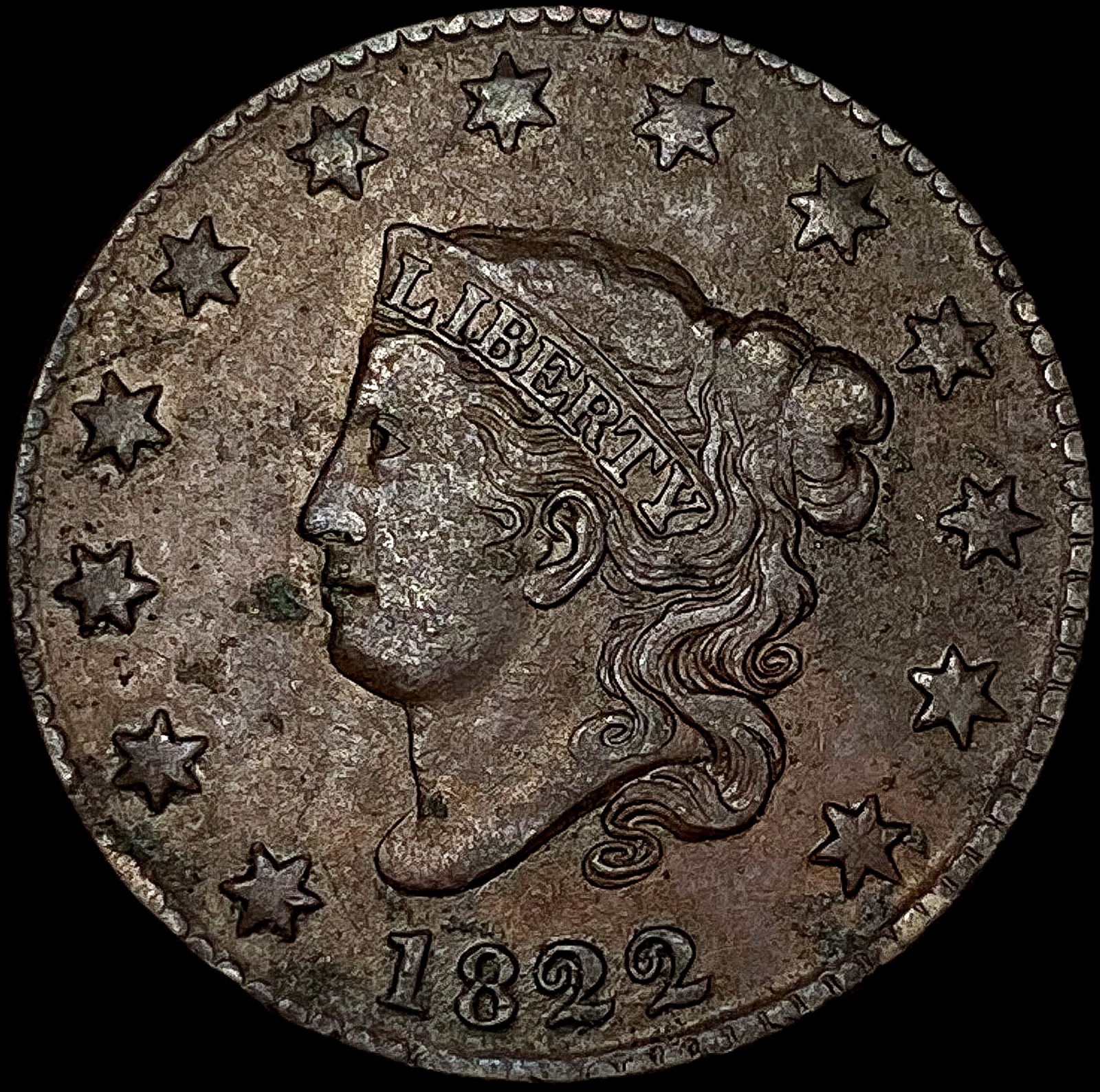 1822 Coronet Head Large Cent ABOUT UNCIRCULATED (1 of 2)