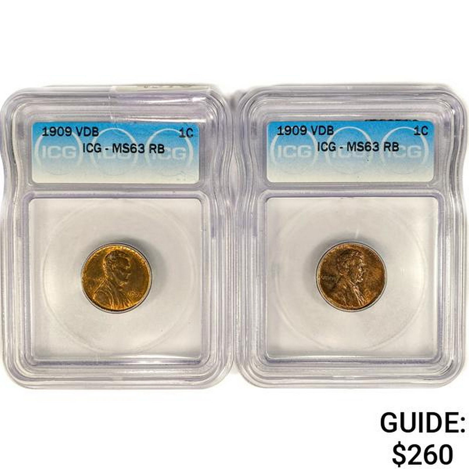 (2) 1909 VDB Wheat Cent ICG MS63 RB (1 of 2)