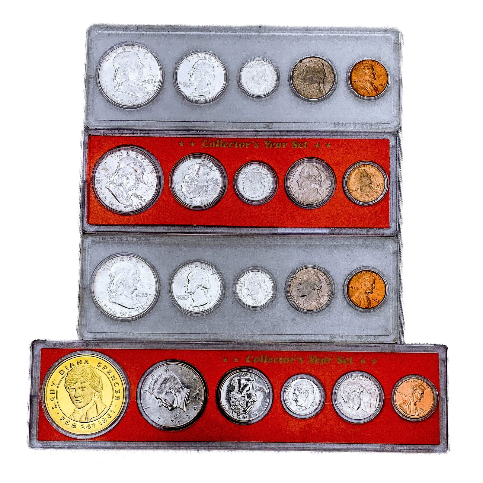 3-1963 Mint Sets (5 Coins) & 1-1997 Mint Set (6 C (1 of 2)