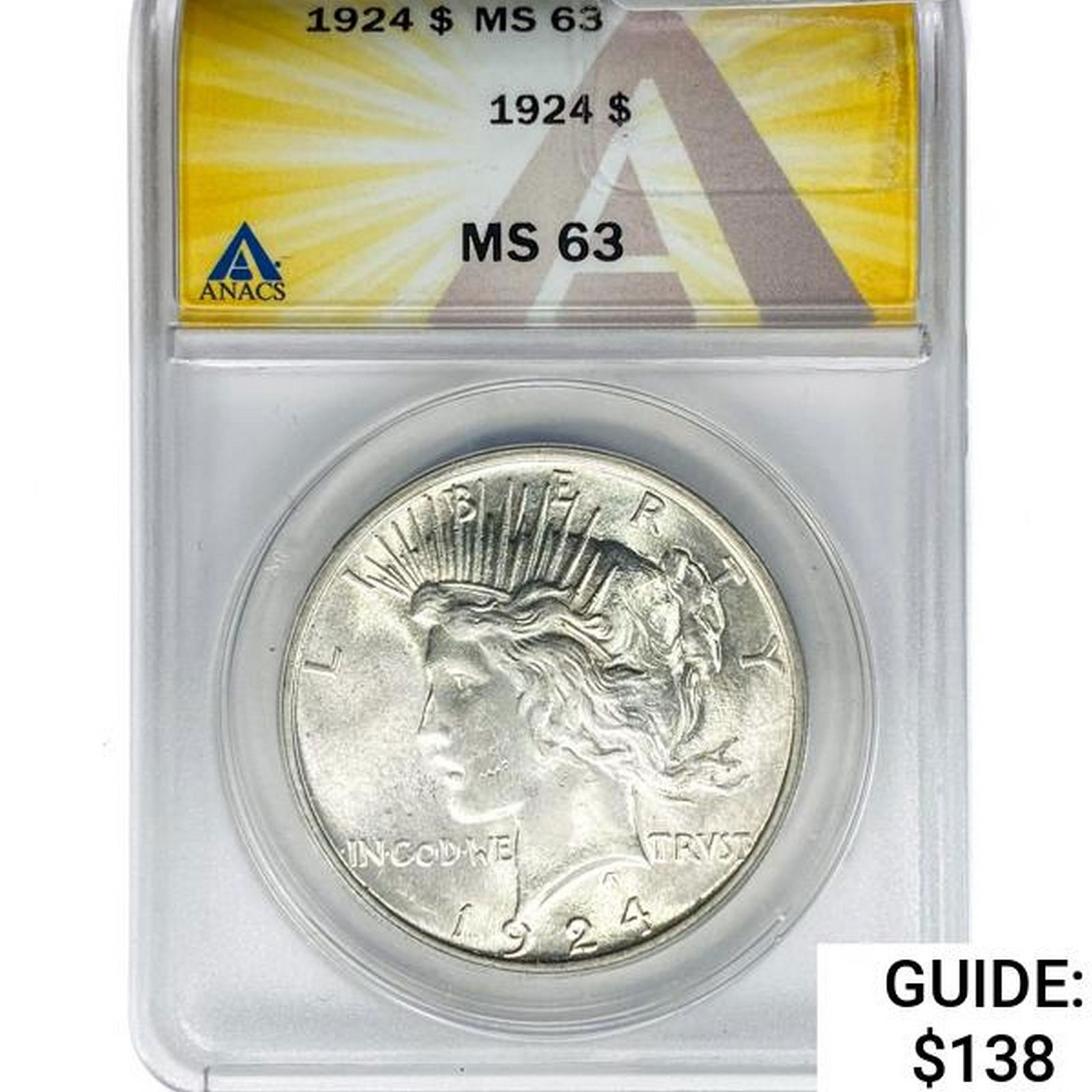 1924 Silver Peace Dollar ANACS MS63 (1 of 2)