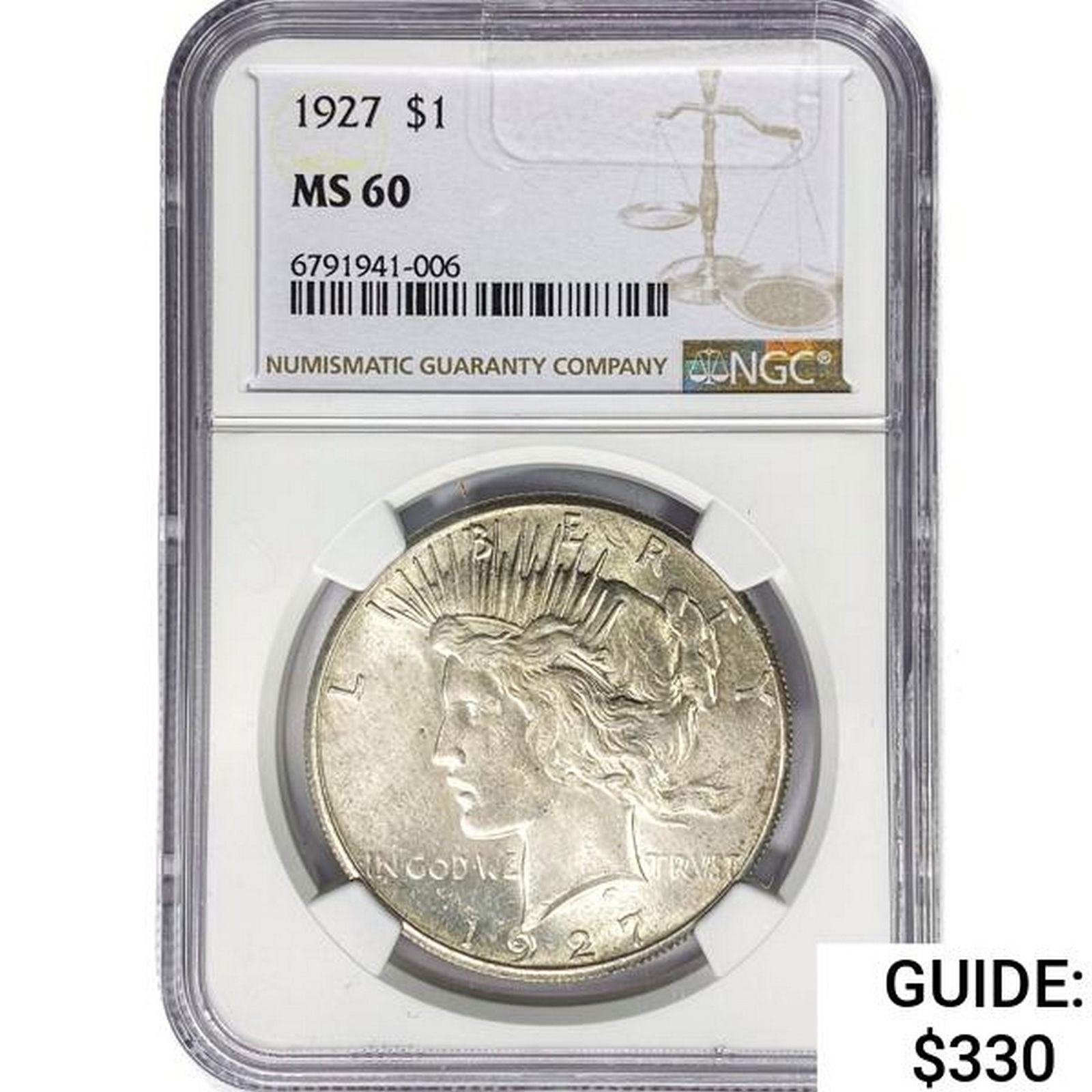 1927 Silver Peace Dollar NGC MS60 (1 of 2)