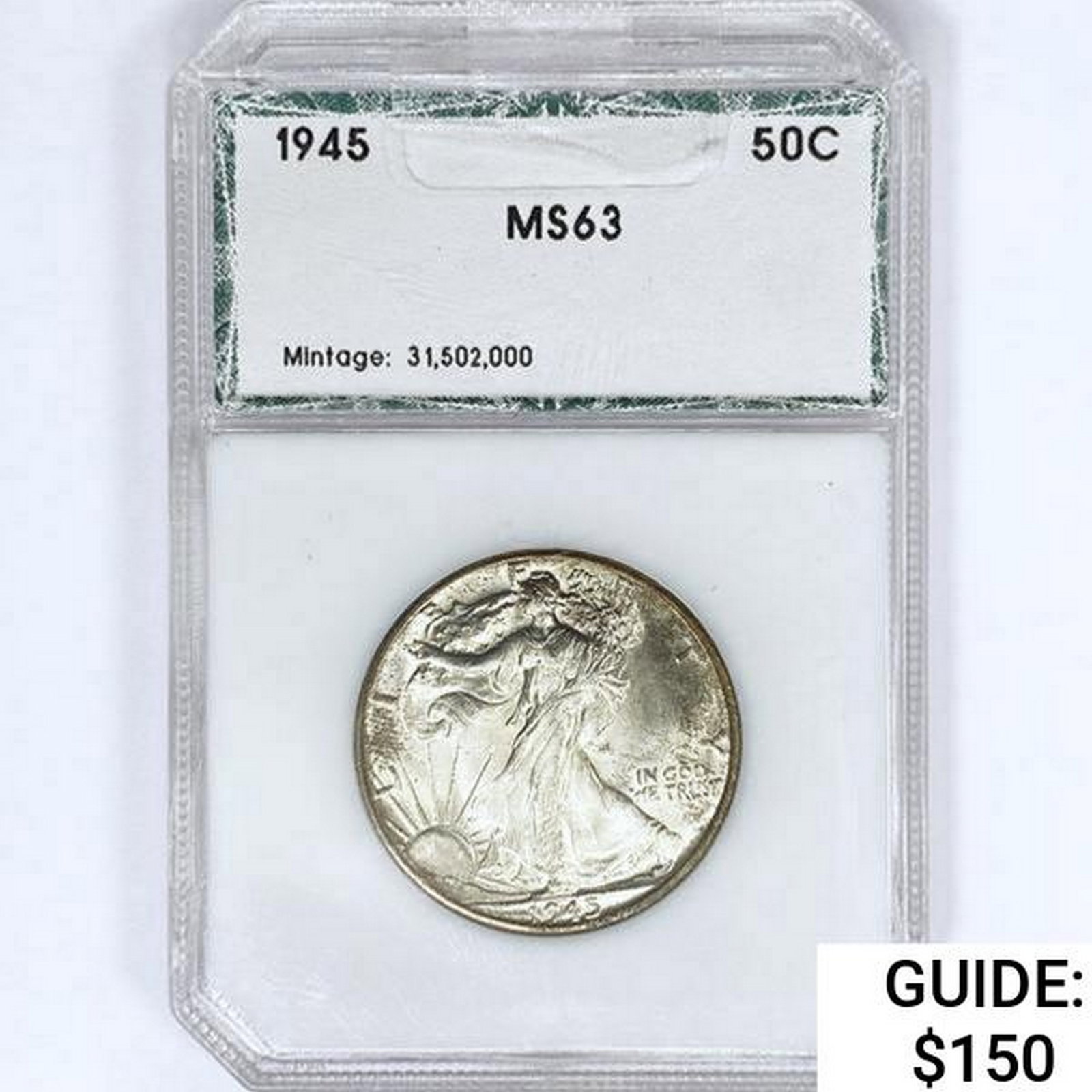 1945 Walking Liberty Half Dollar PCI MS63: 1945 Walking Liberty Half Dollar PCI MS63