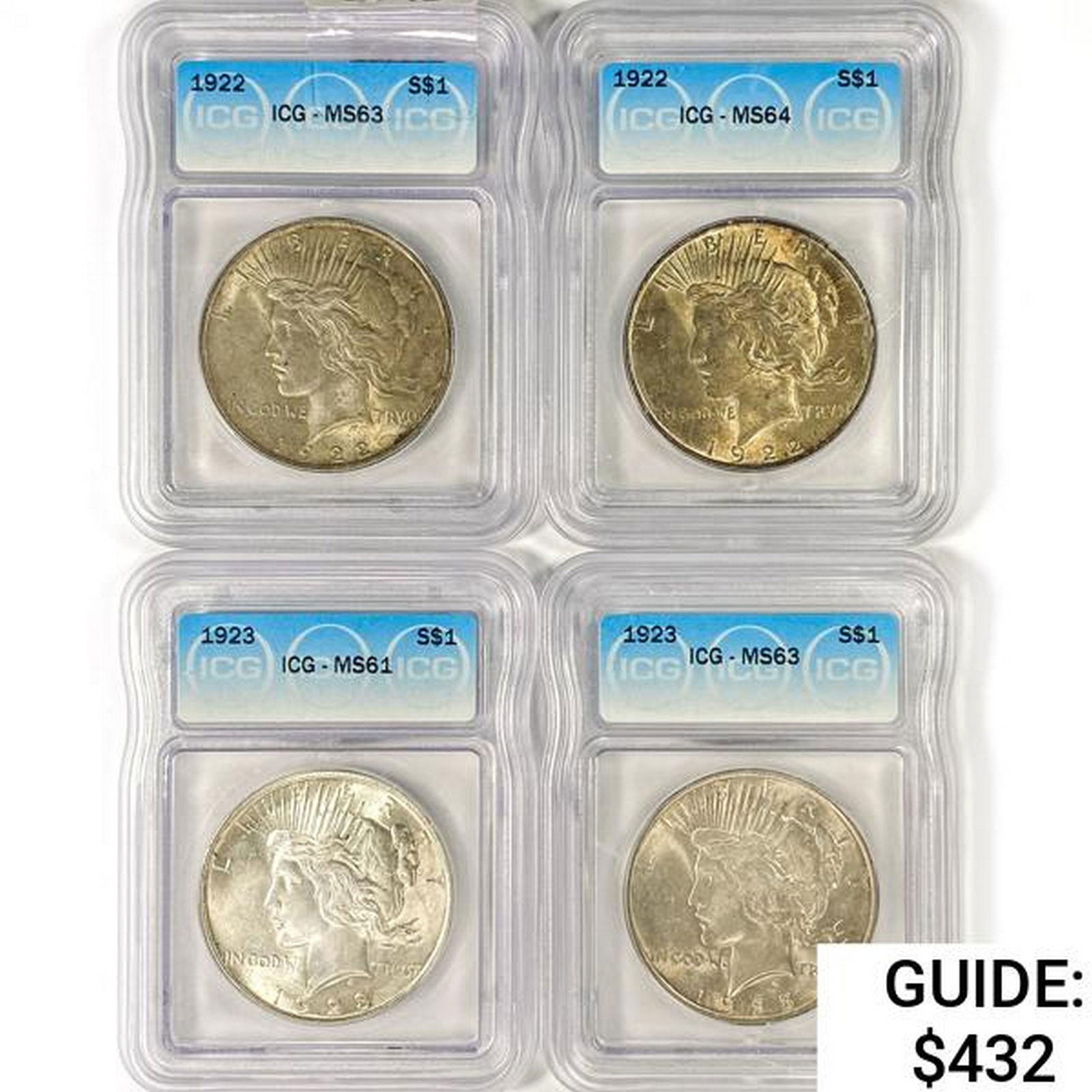 (4) Peace Silver Dollar ICG MS 1922-1923 (1 of 2)