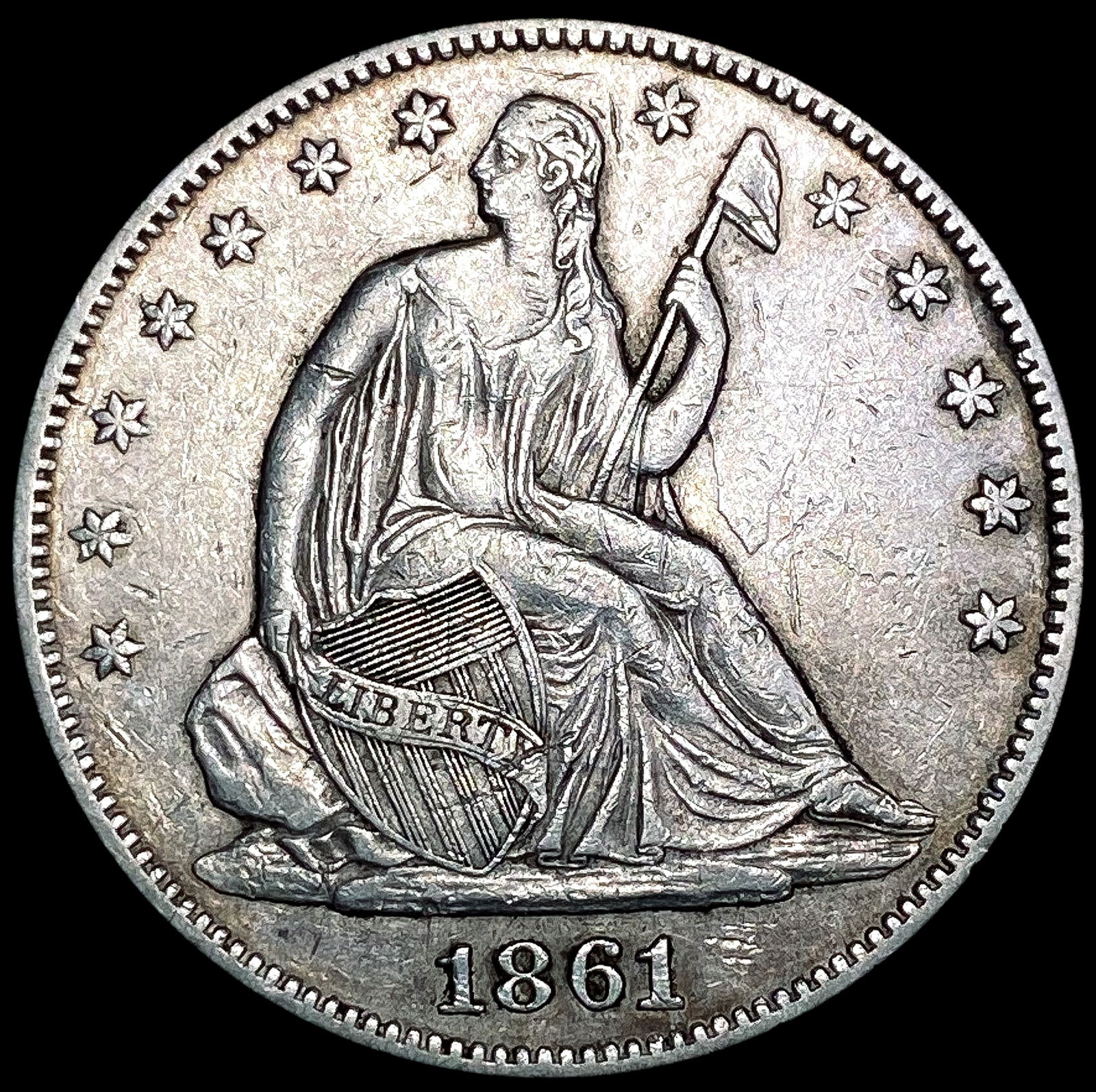 1861 Seated Liberty Half Dollar CLOSELY UNCIRCULAT (1 of 2)