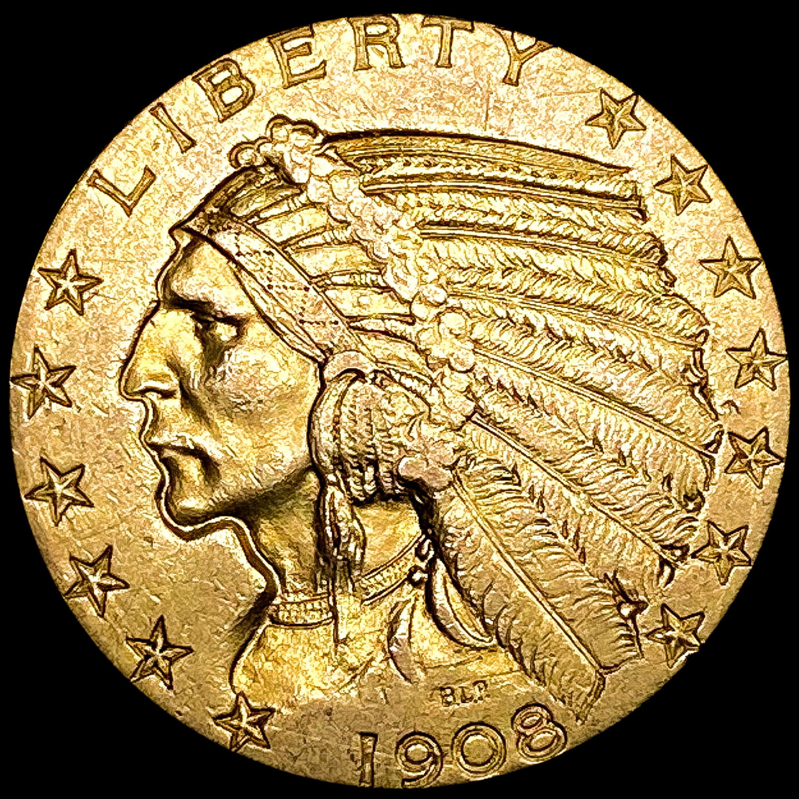 1908 $5 Gold Half Eagle CLOSELY UNCIRCULATED (1 of 2)