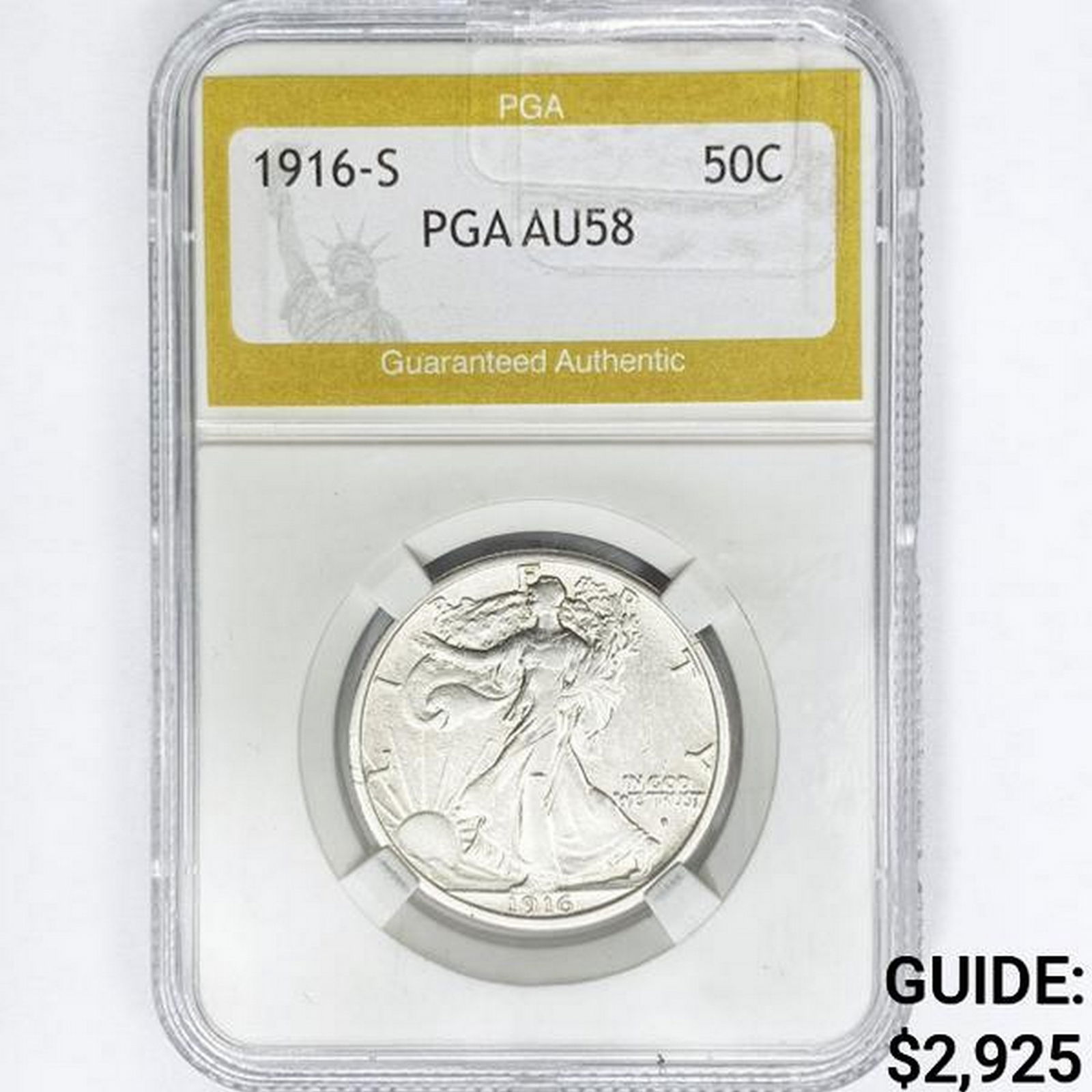 1916-S Walking Liberty Half Dollar PGA AU58 (1 of 2)