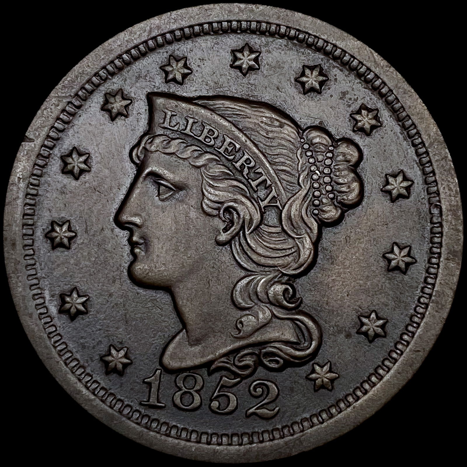 1852 Braided Hair Large Cent UNCIRCULATED (1 of 2)