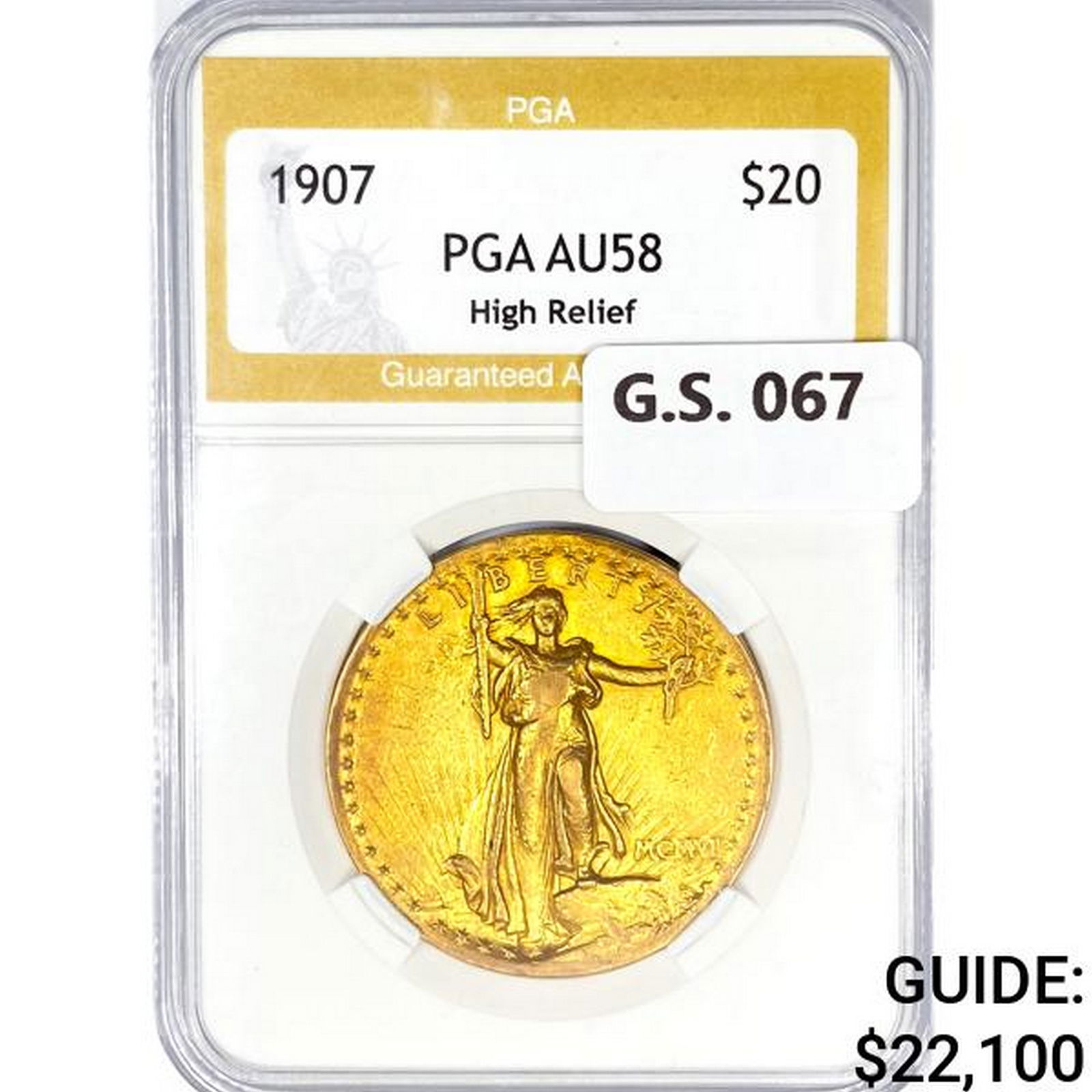 1907 $20 Gold Double Eagle PGA AU58 High Reli (1 of 2)