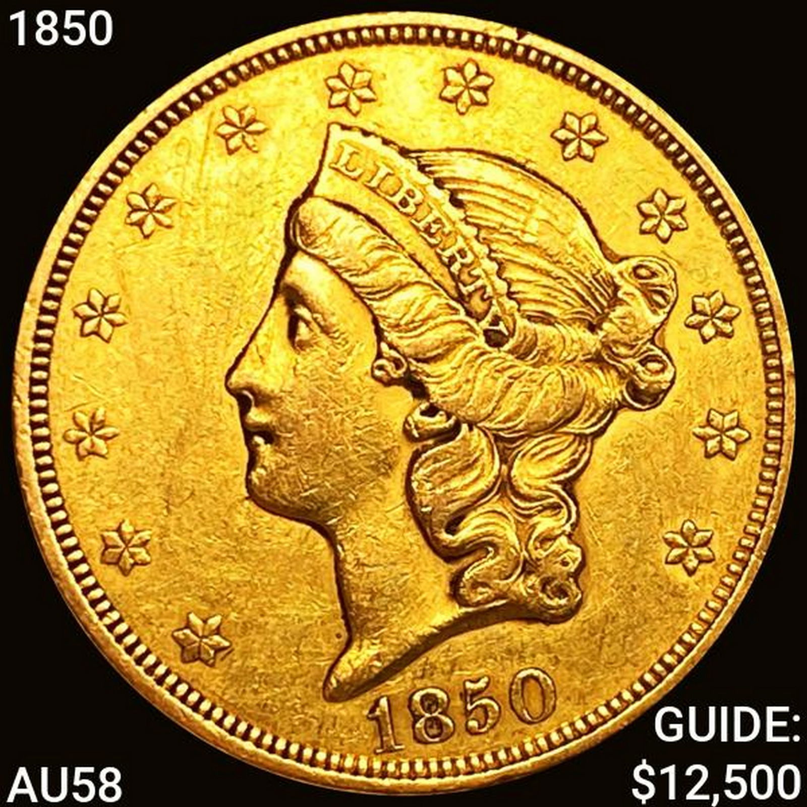 1850 $20 Gold Double Eagle CLOSELY UNCIRCULATED (1 of 2)