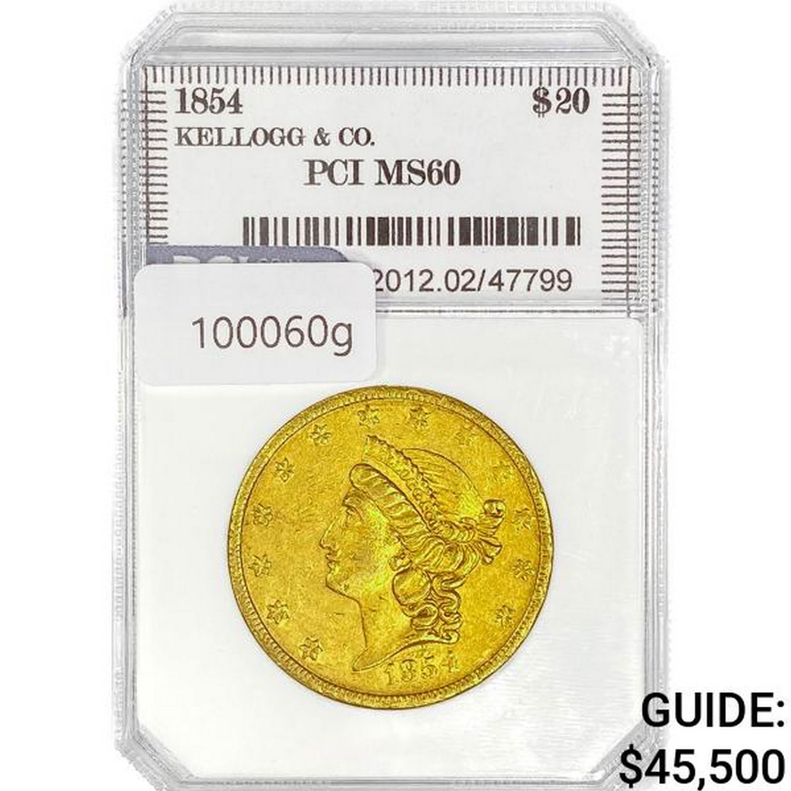 1854 Kellogg $20 Gold Double Eagle PCI MS60 (1 of 2)